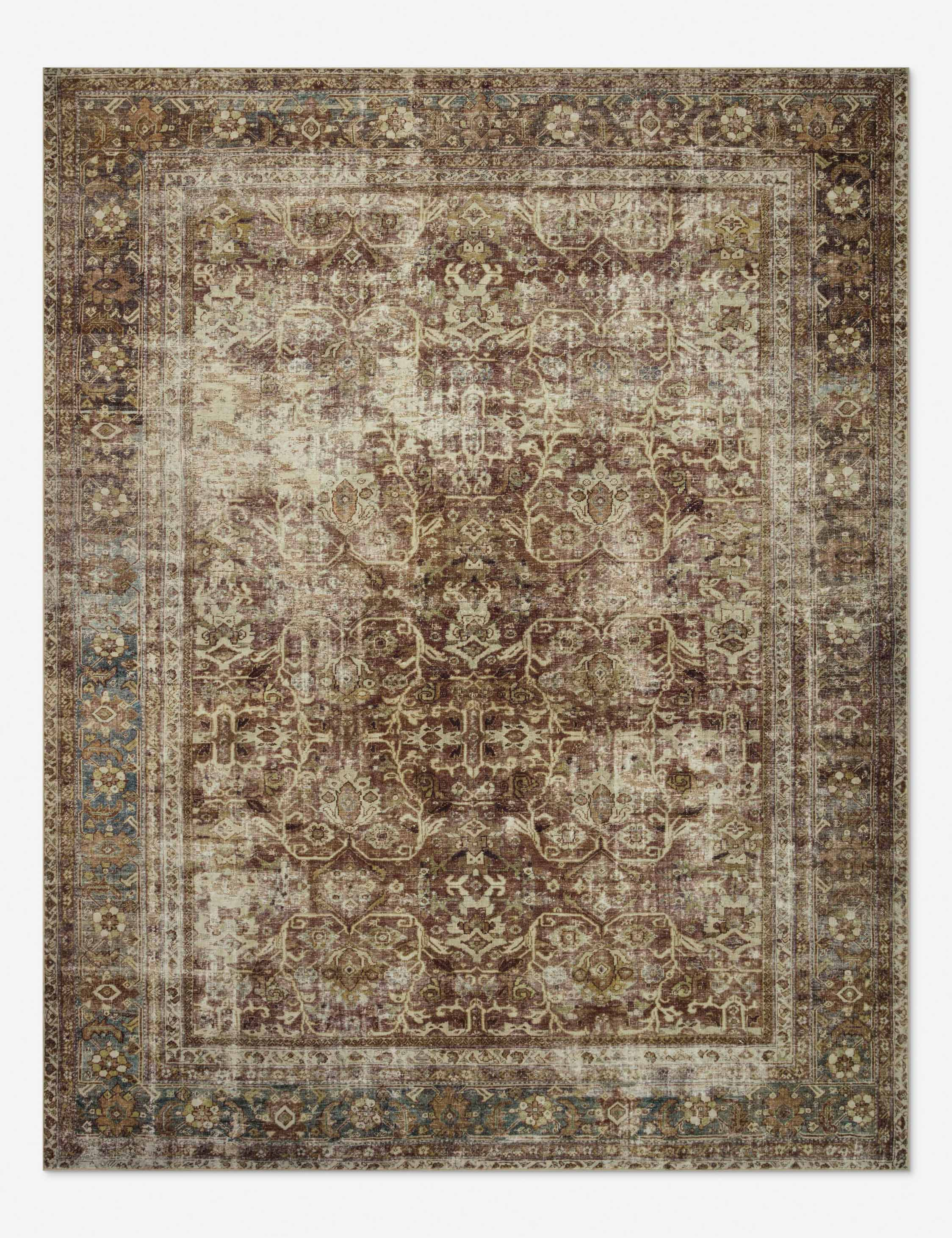 Sinclair I Rug by Magnolia Home by Joanna Gaines x Loloi - Rust and Lagoon / 2'3" x 3'9"