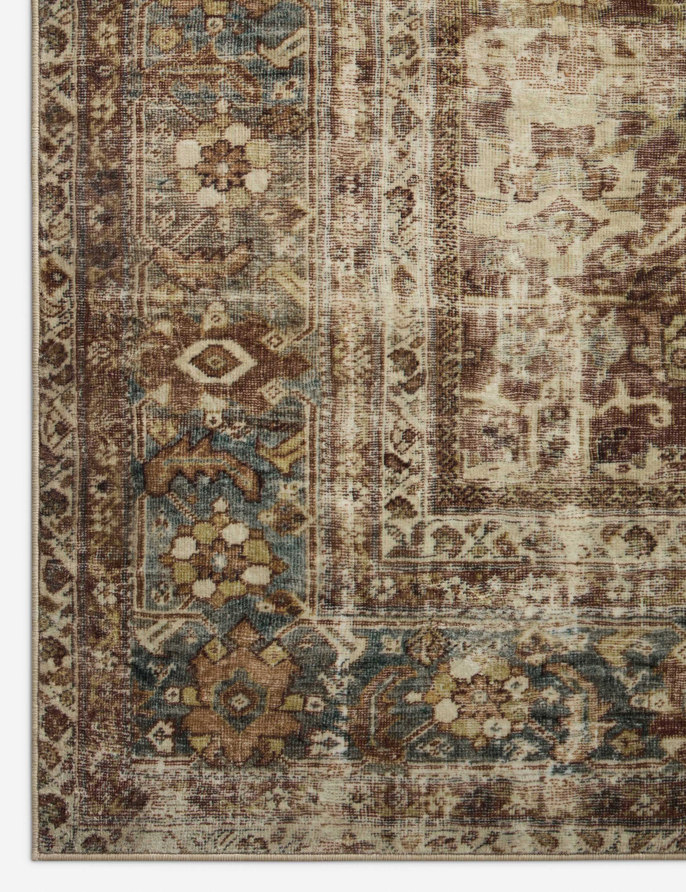 Sinclair I Rug by Magnolia Home by Joanna Gaines x Loloi - Rust and Lagoon / 2'3" x 3'9"