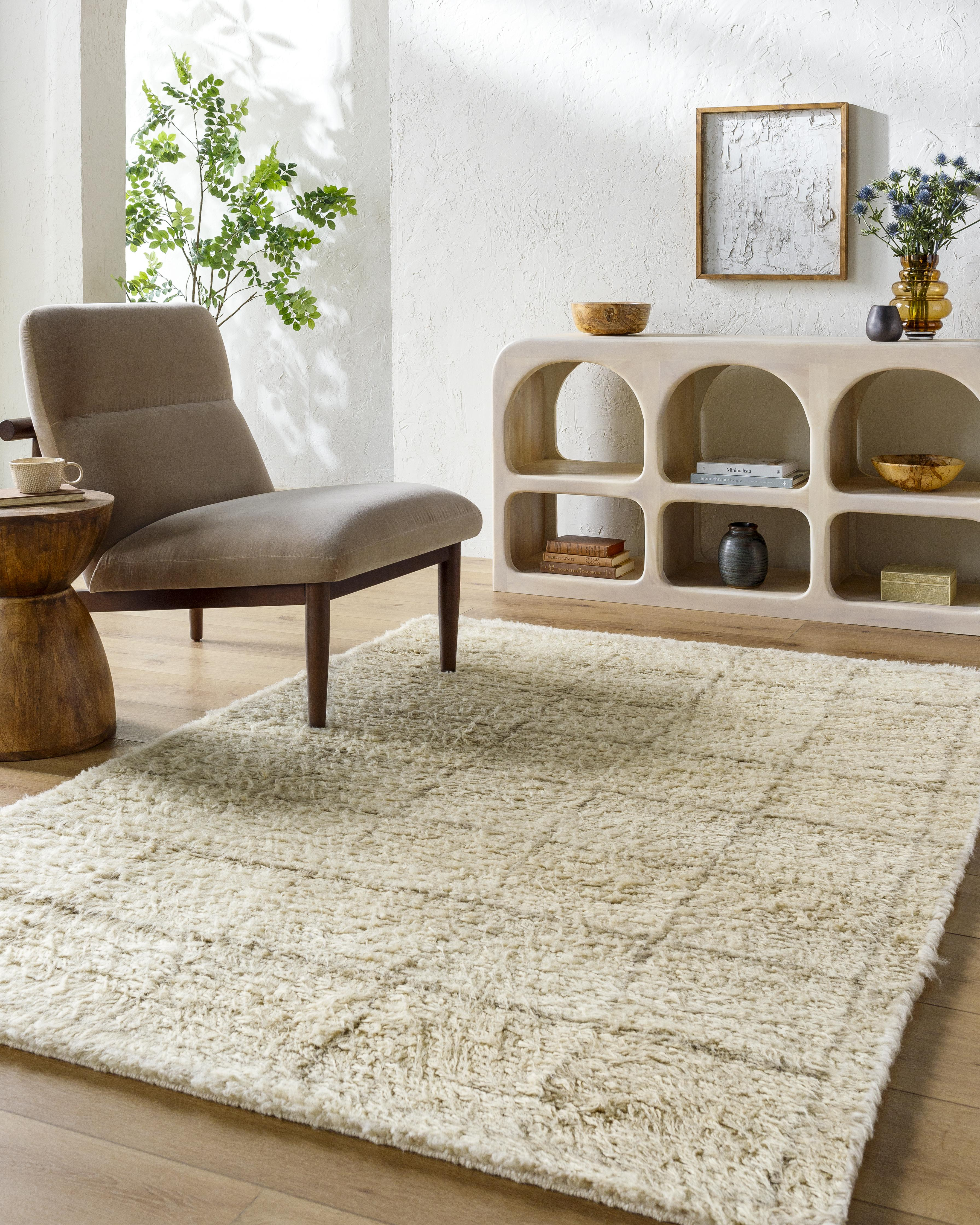 Minka Moroccan Style Hand-Tufted Wool Rug - Beige / 5' x 7'6"
