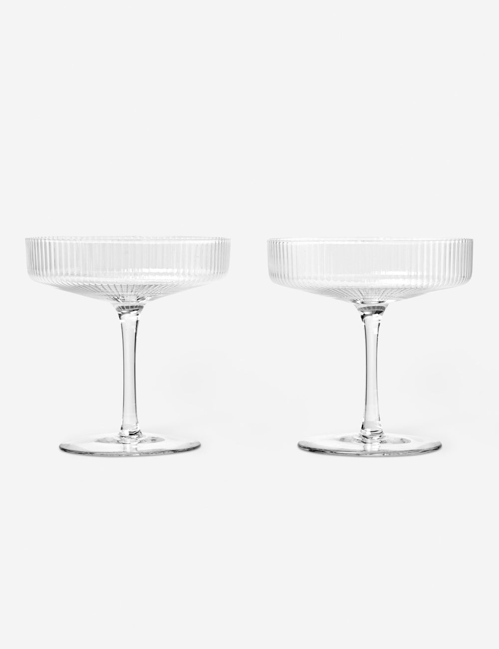 Ripple Glassware by Ferm Living - Clear / Champagne Coupes -Set Of 2