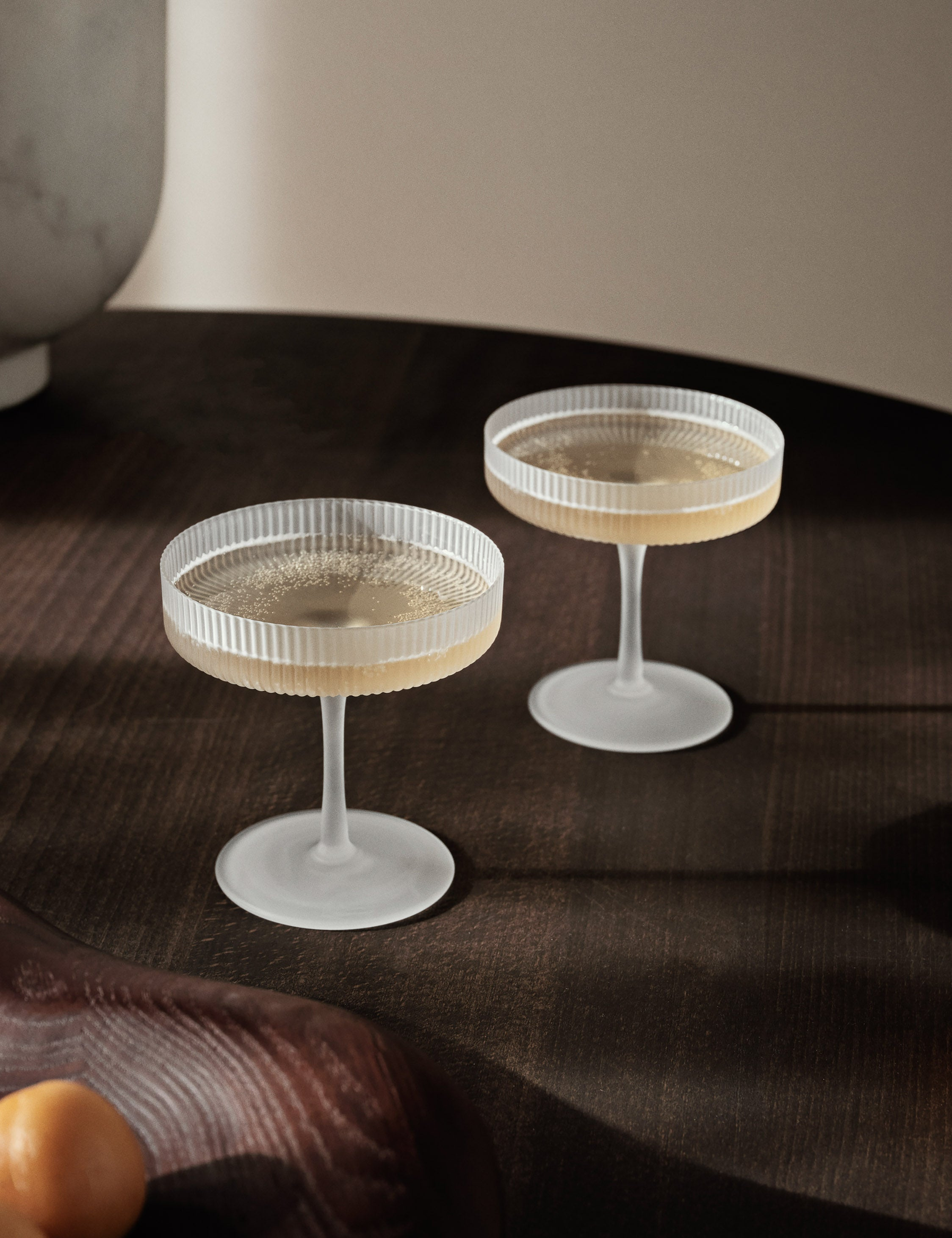 Ripple Glassware by Ferm Living - Frosted / Champagne Coupes -Set Of 2