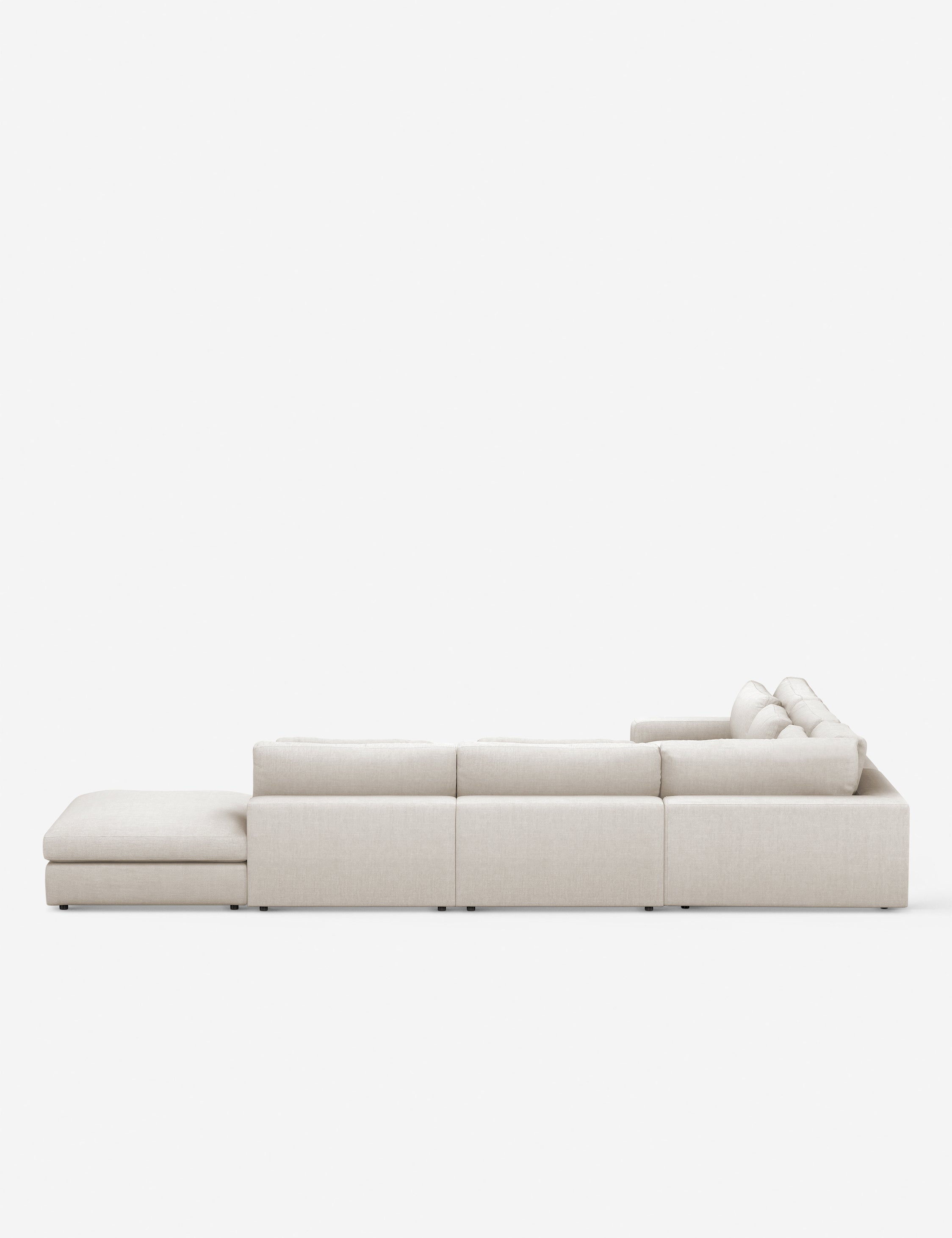 Cresswell Corner Sectional Sofa - Off White / 5-Piece / Left-Facing with Ottoman