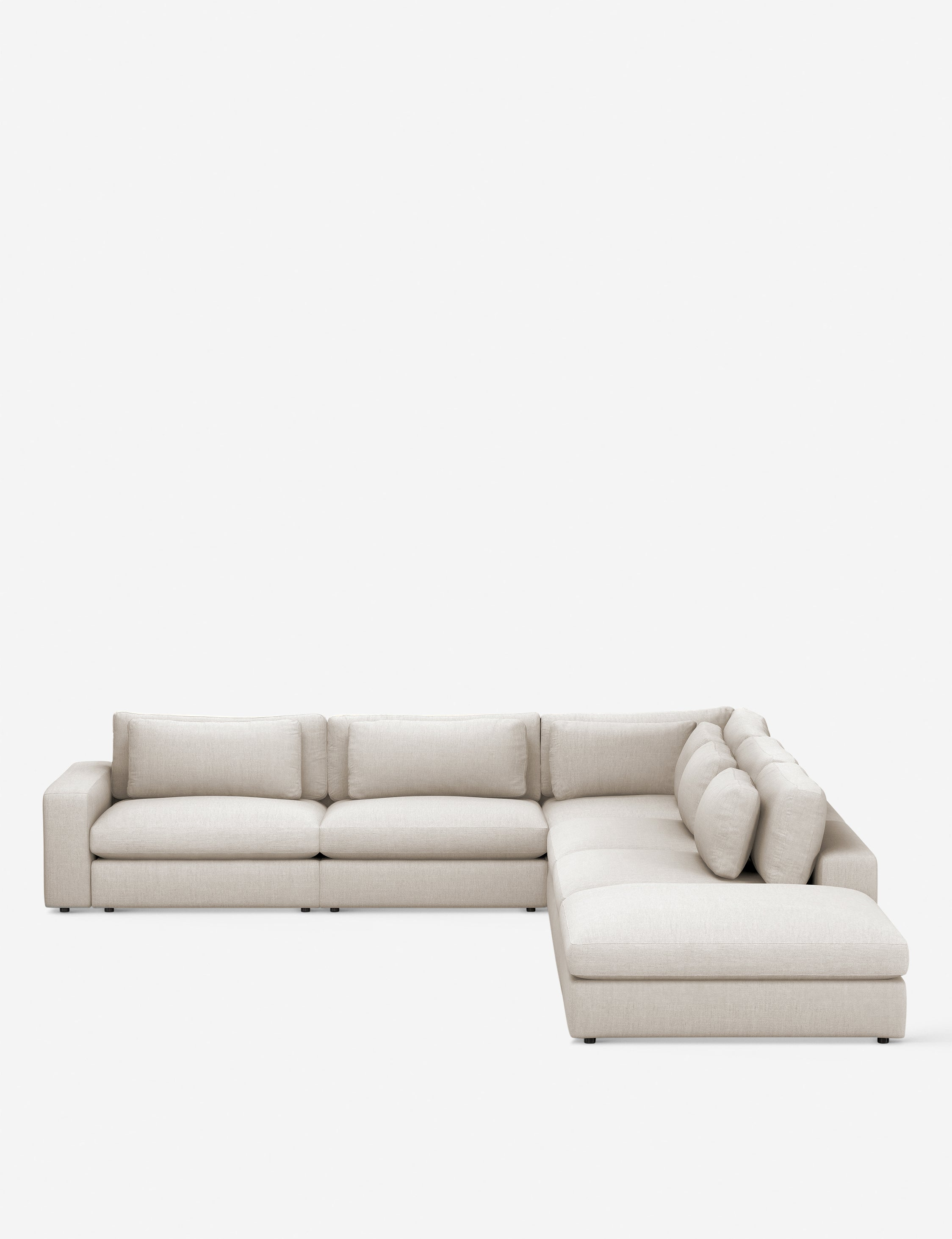 Cresswell Corner Sectional Sofa - Off White / 5-Piece / Left-Facing with Ottoman