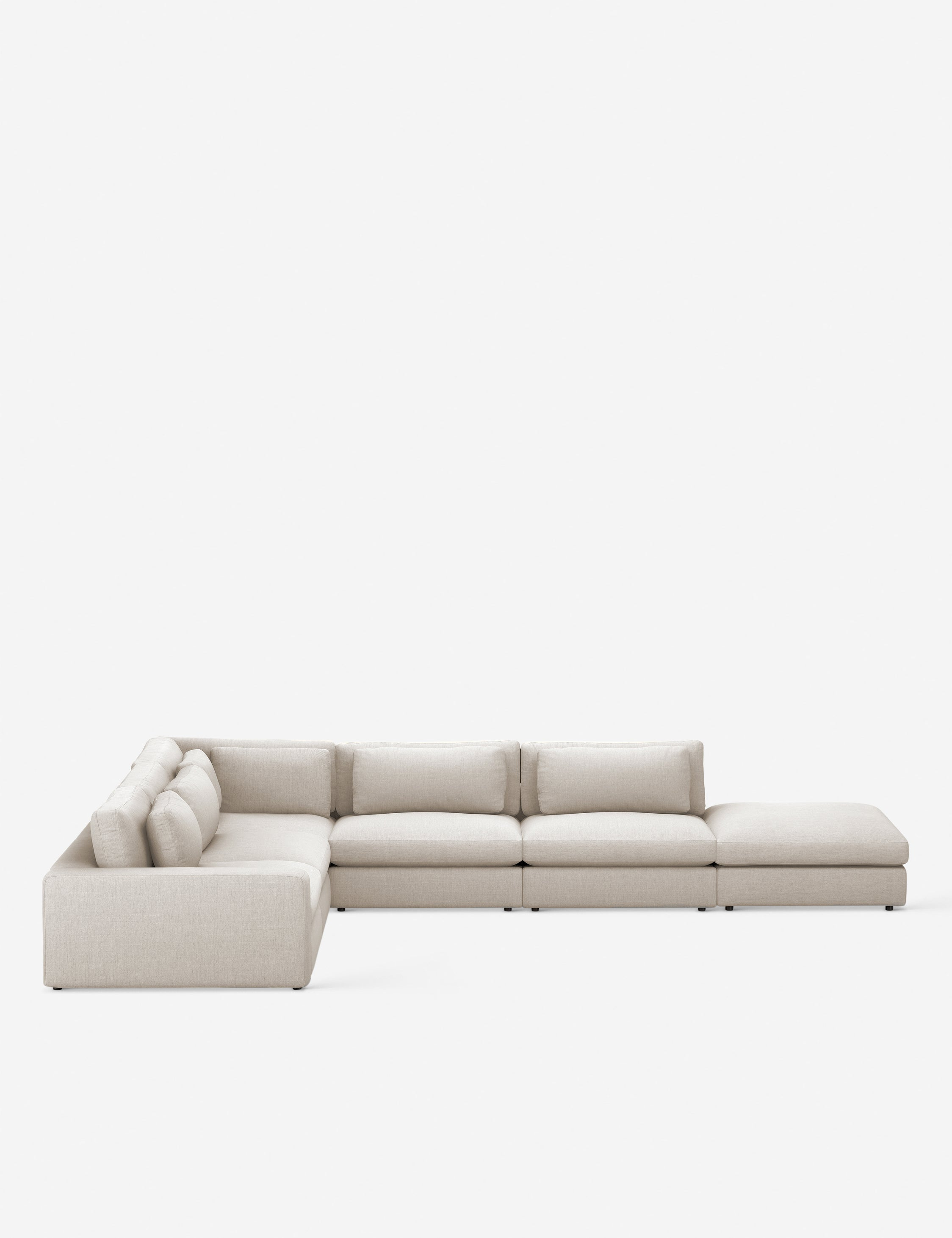 Cresswell Corner Sectional Sofa - Off White / 5-Piece / Left-Facing with Ottoman