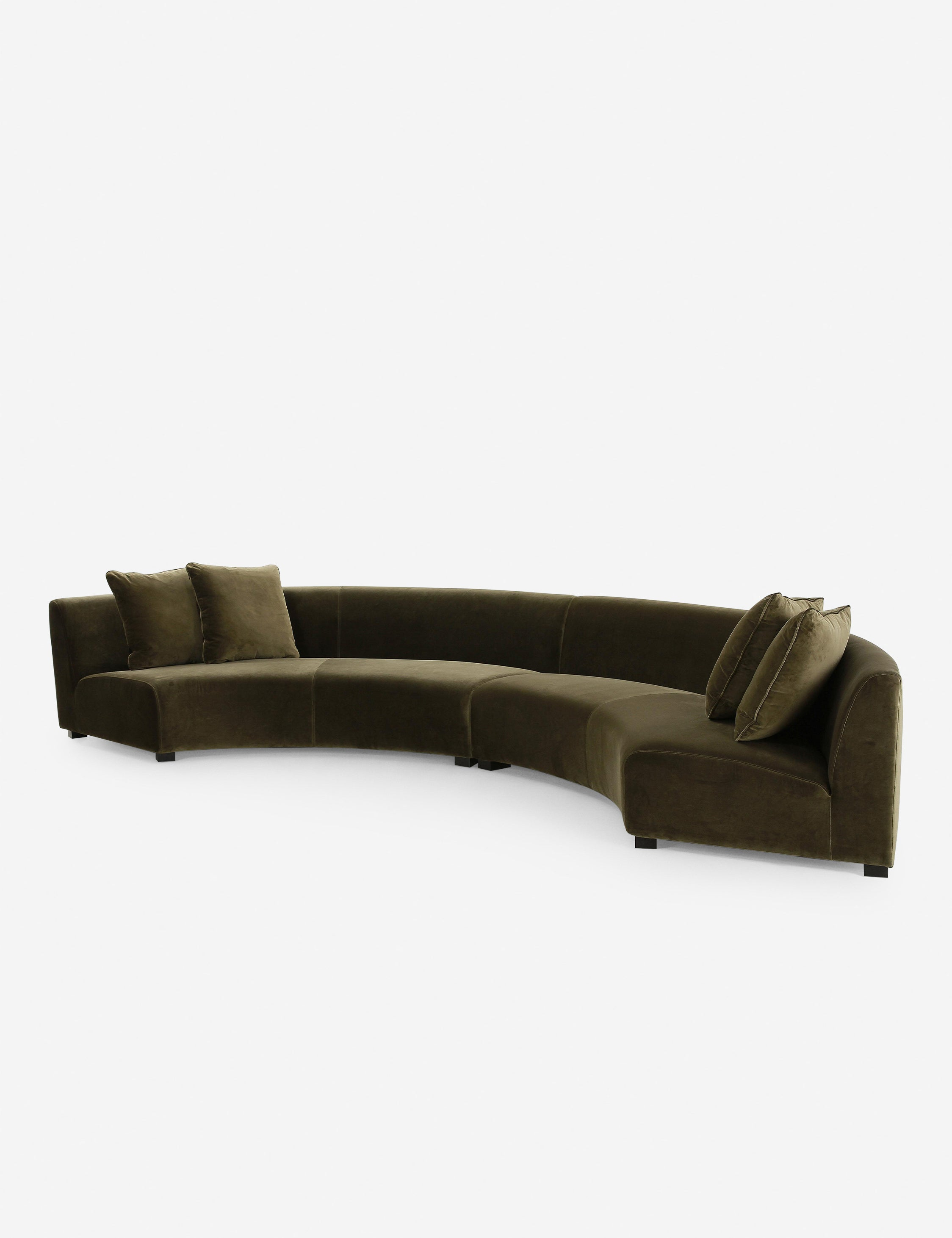 Saban Curved Sofa - Olive Velvet / Left-Facing
