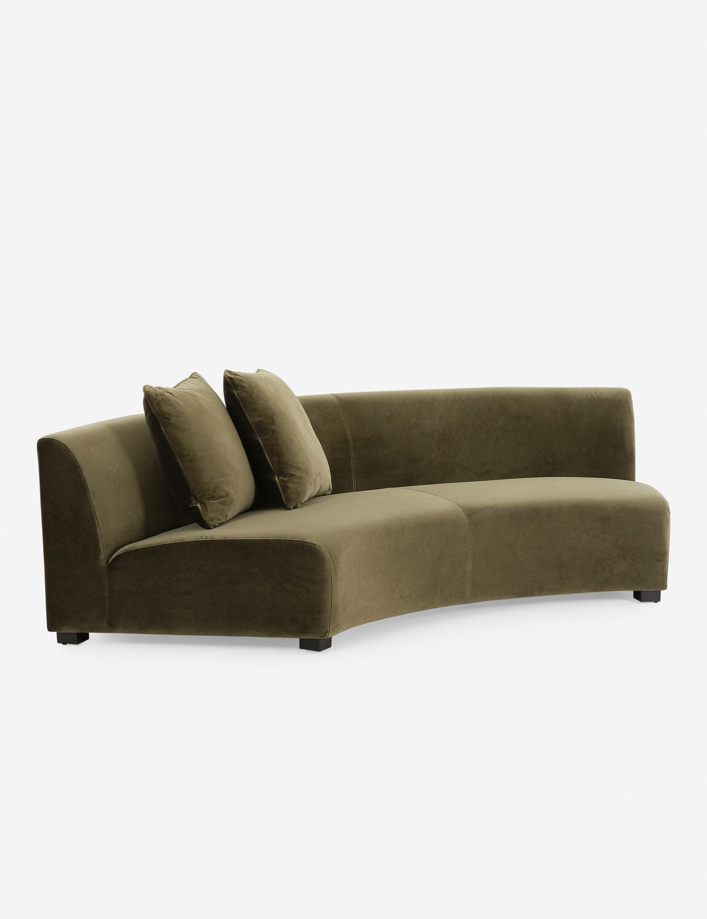 Saban Curved Sofa - Olive Velvet / Left-Facing