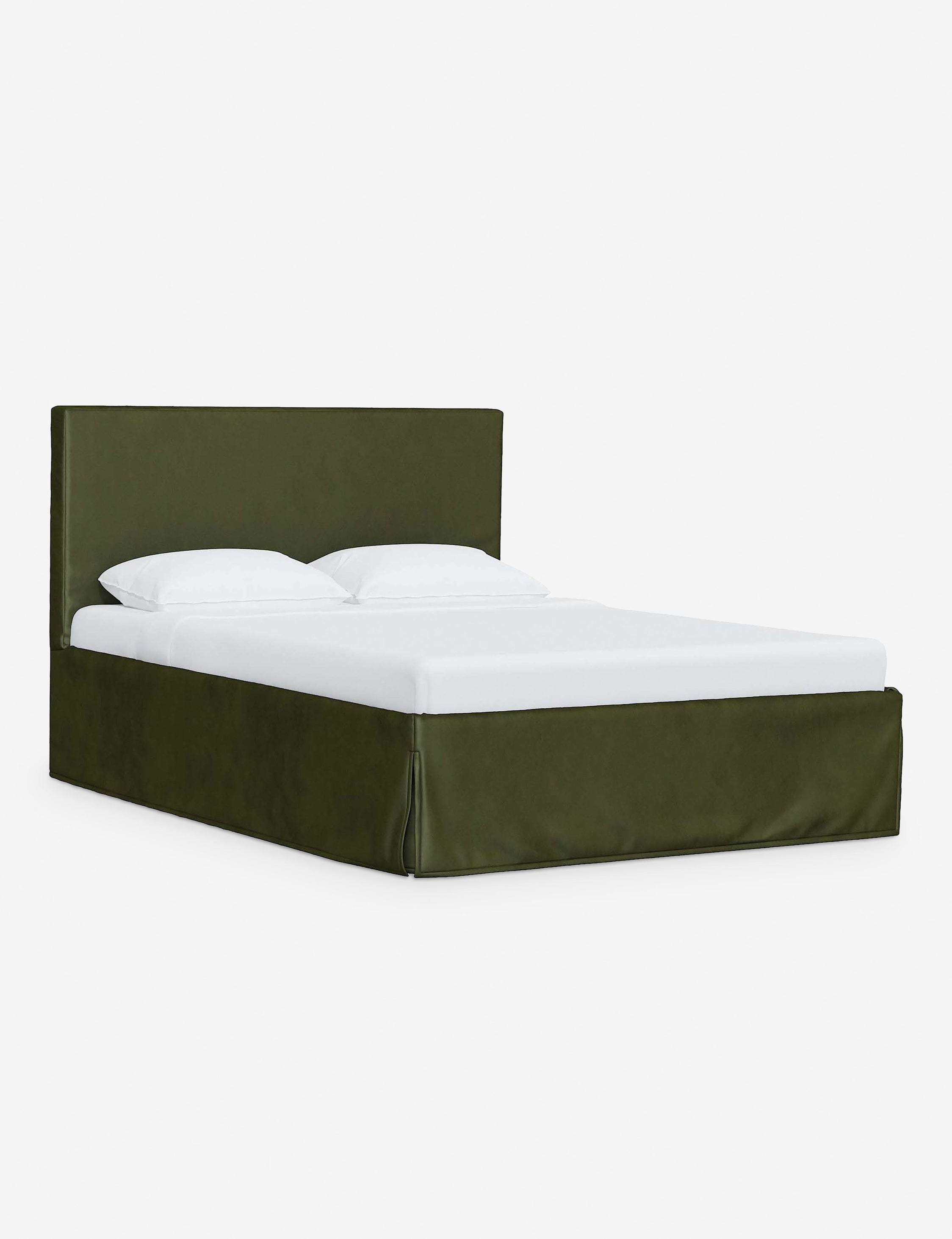 Maura Slipcover Bed - Pine Velvet / Queen