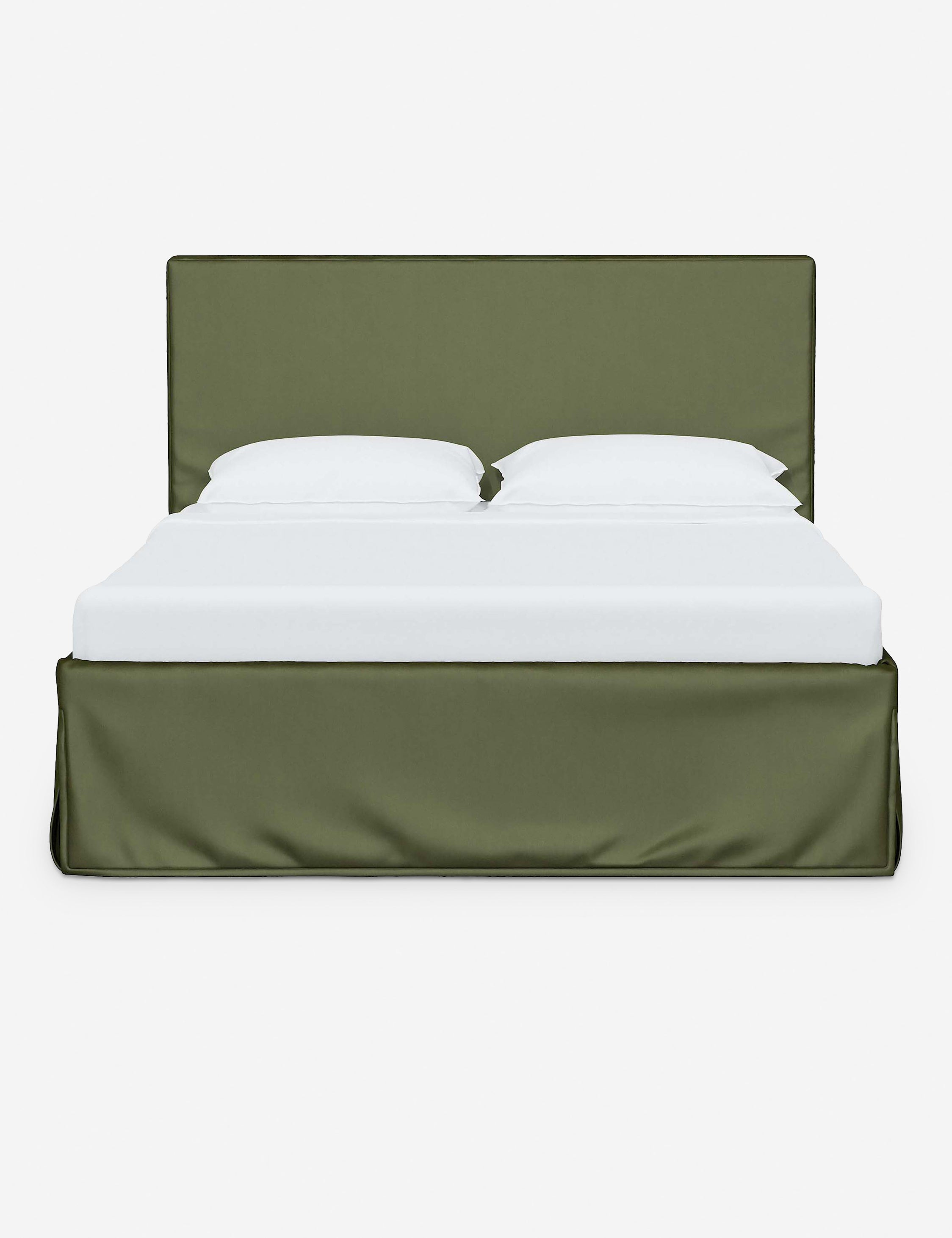 Maura Slipcover Bed - Pine Velvet / Queen