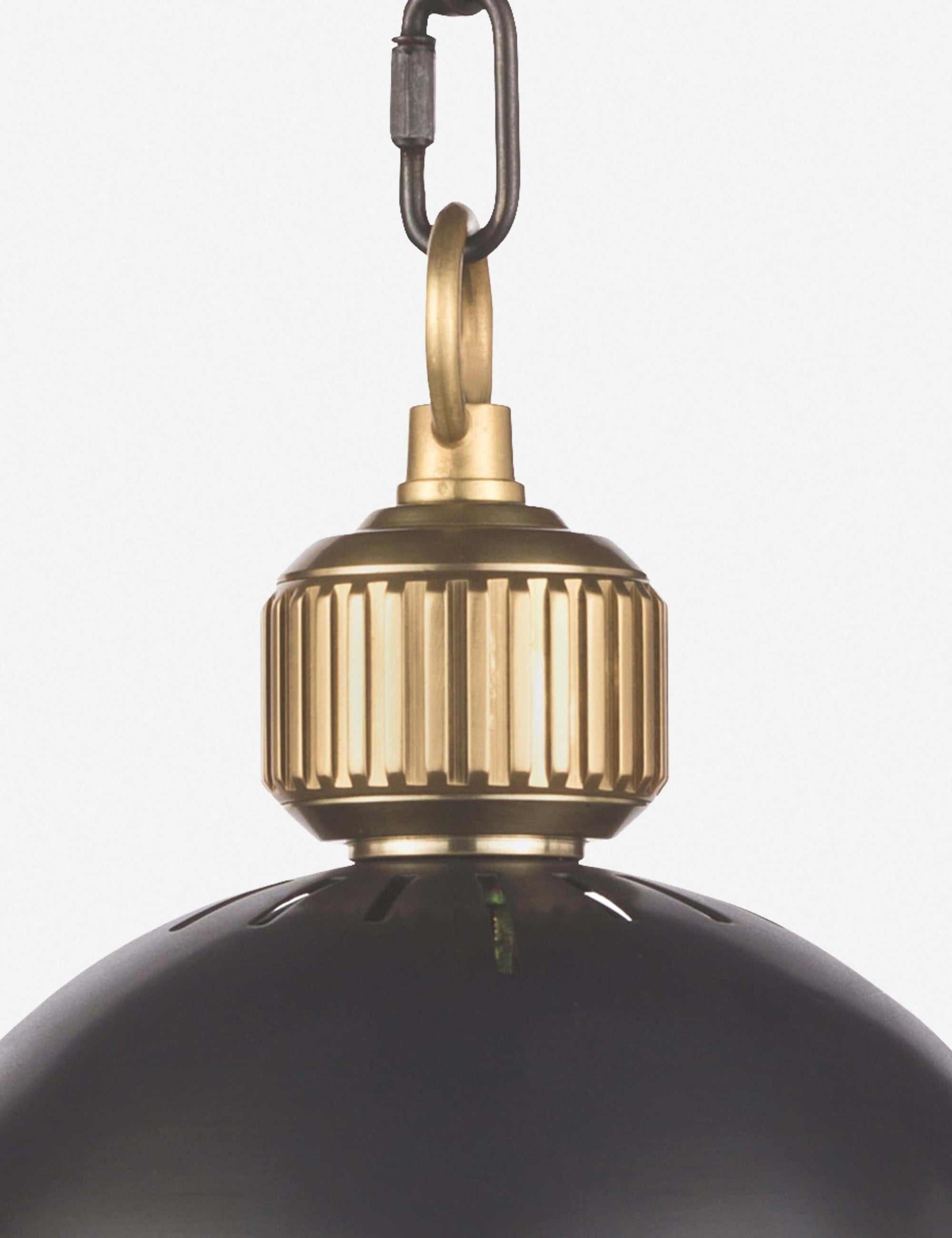 Frosted Glass Globe Pendant in Blackened Steel with Brass Detailing