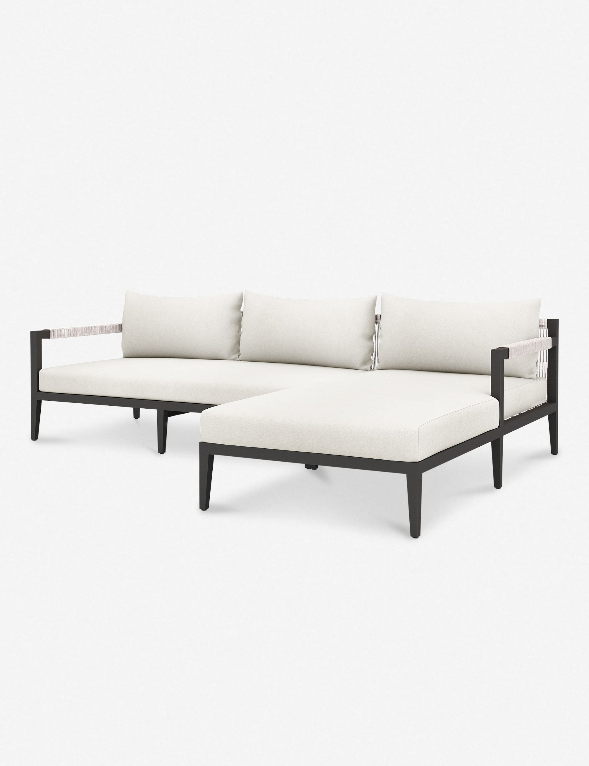 Cadenza Indoor / Outdoor Metal Sectional Sofa - Bronze/Ivory / Right-Facing