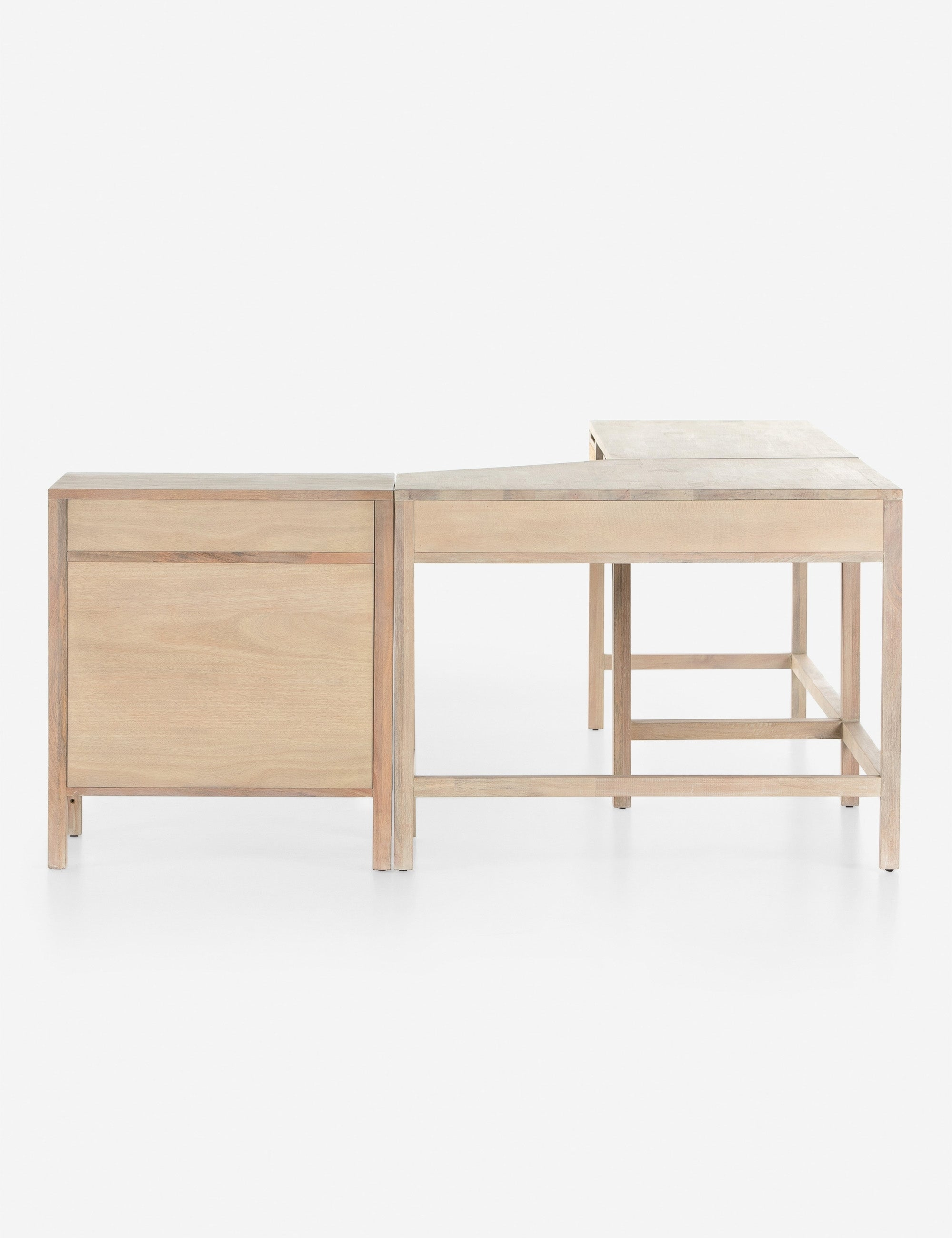 Margot Modular Desk with Filing Cabinet - Whitewash