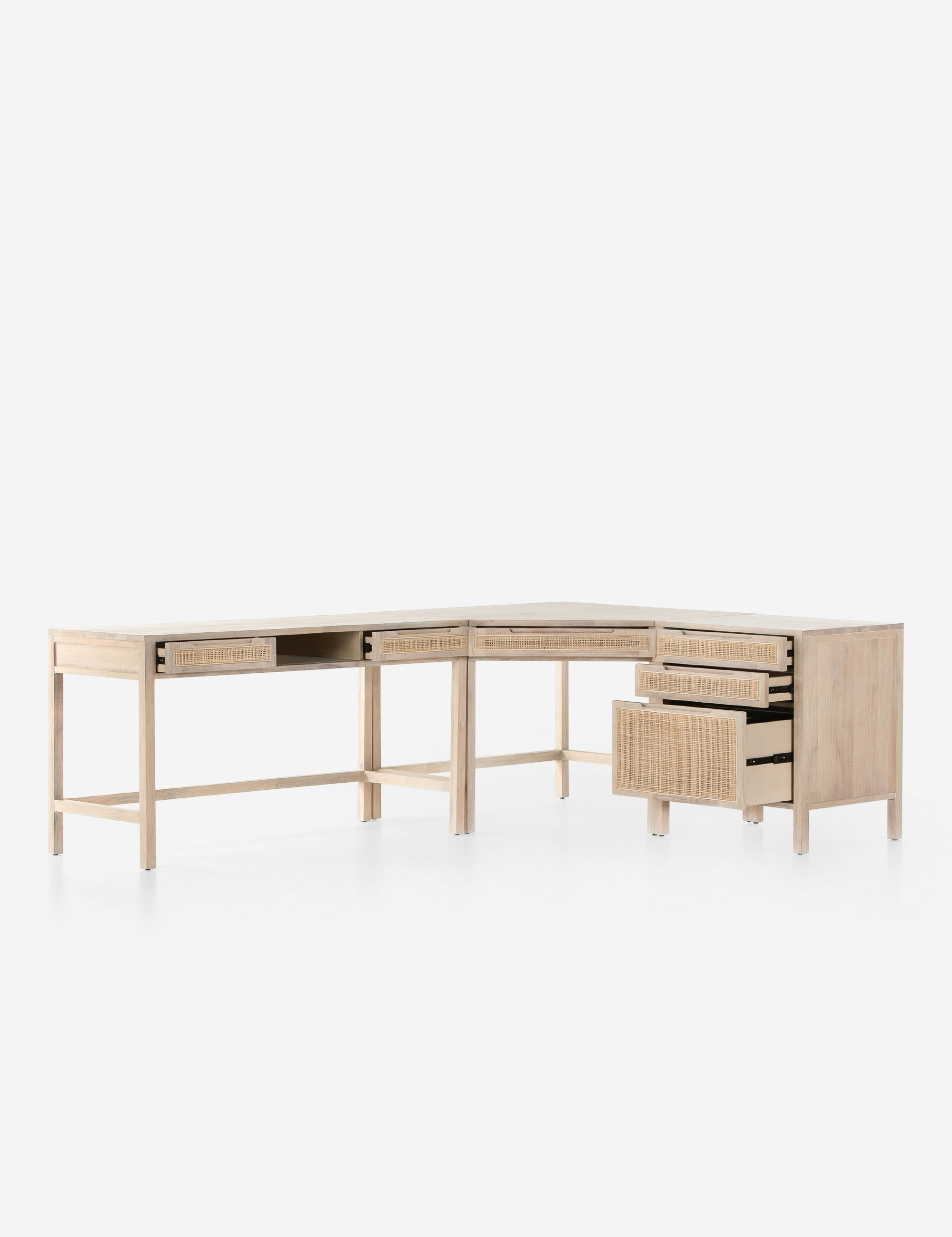 Margot Modular Desk with Filing Cabinet - Whitewash