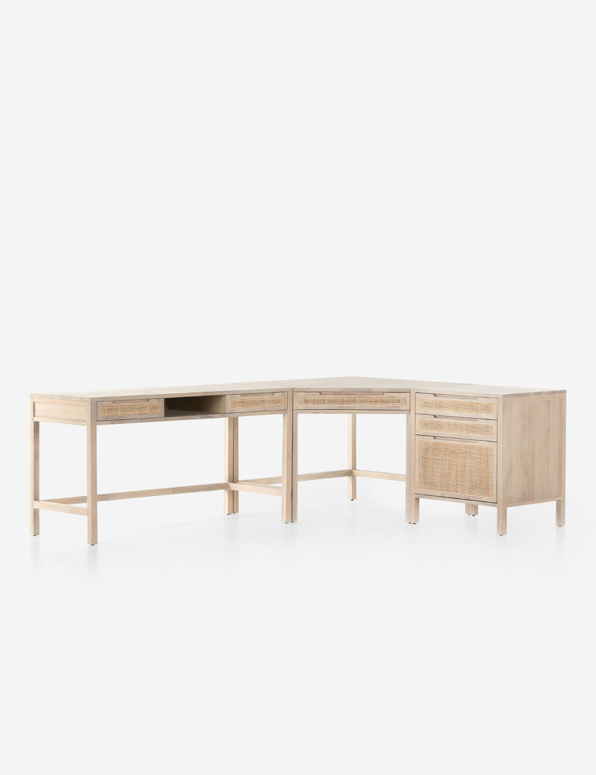 Margot Modular Desk with Filing Cabinet - Whitewash