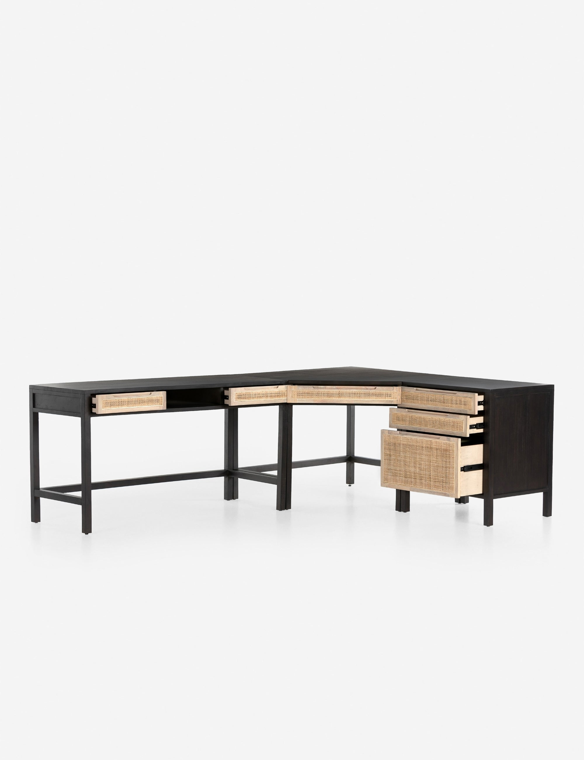 Margot Modular Desk with Filing Cabinet - Black