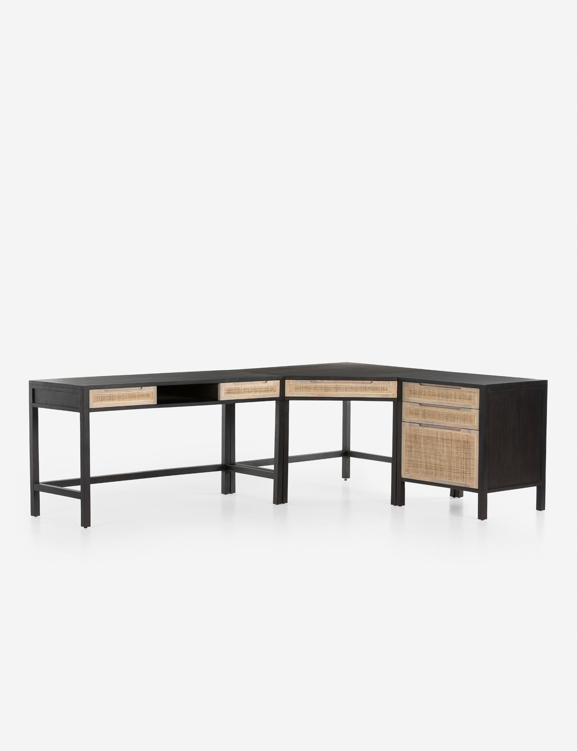 Margot Modular Desk with Filing Cabinet - Black