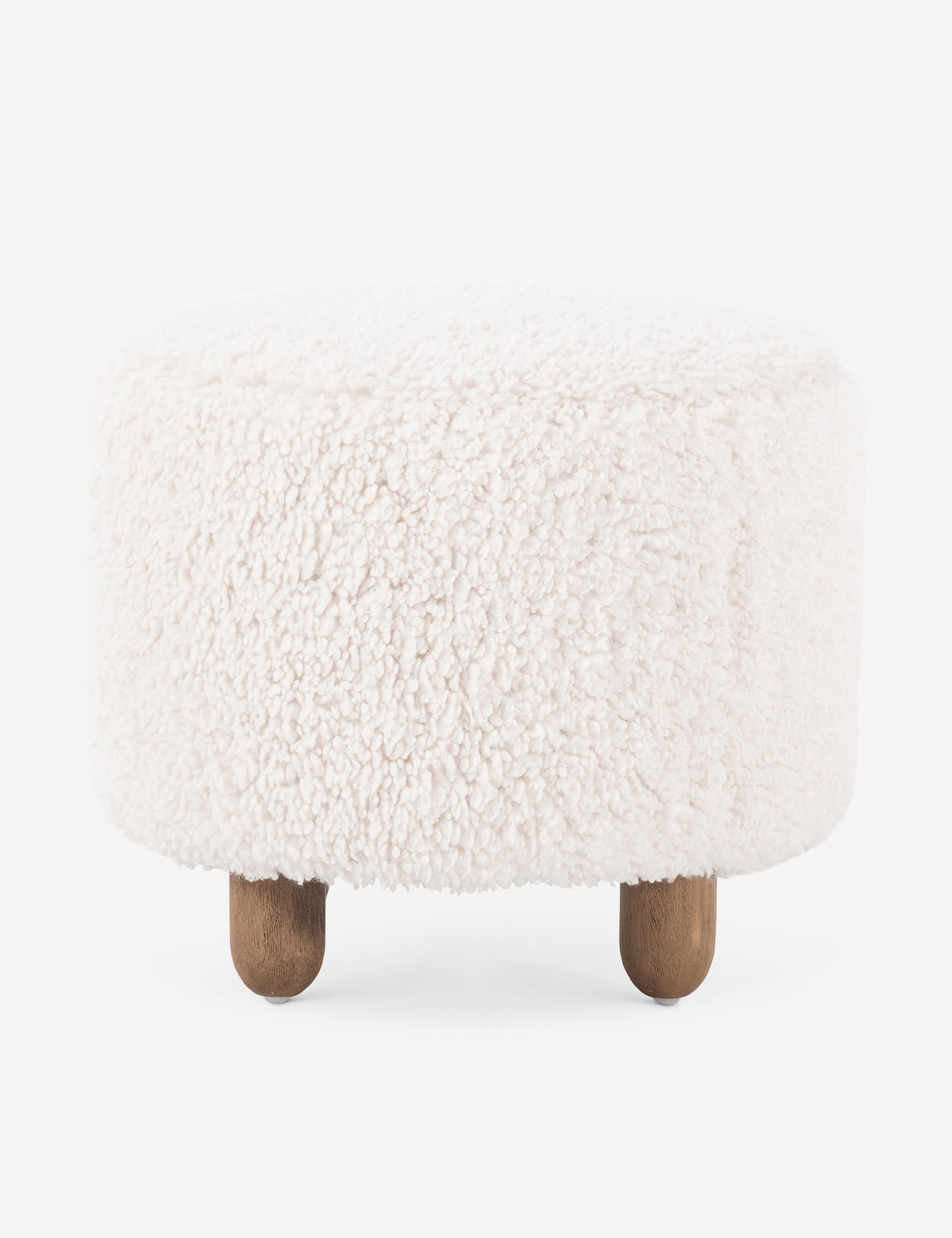 Genevieve Round Ottoman - Ivory Sheepskin