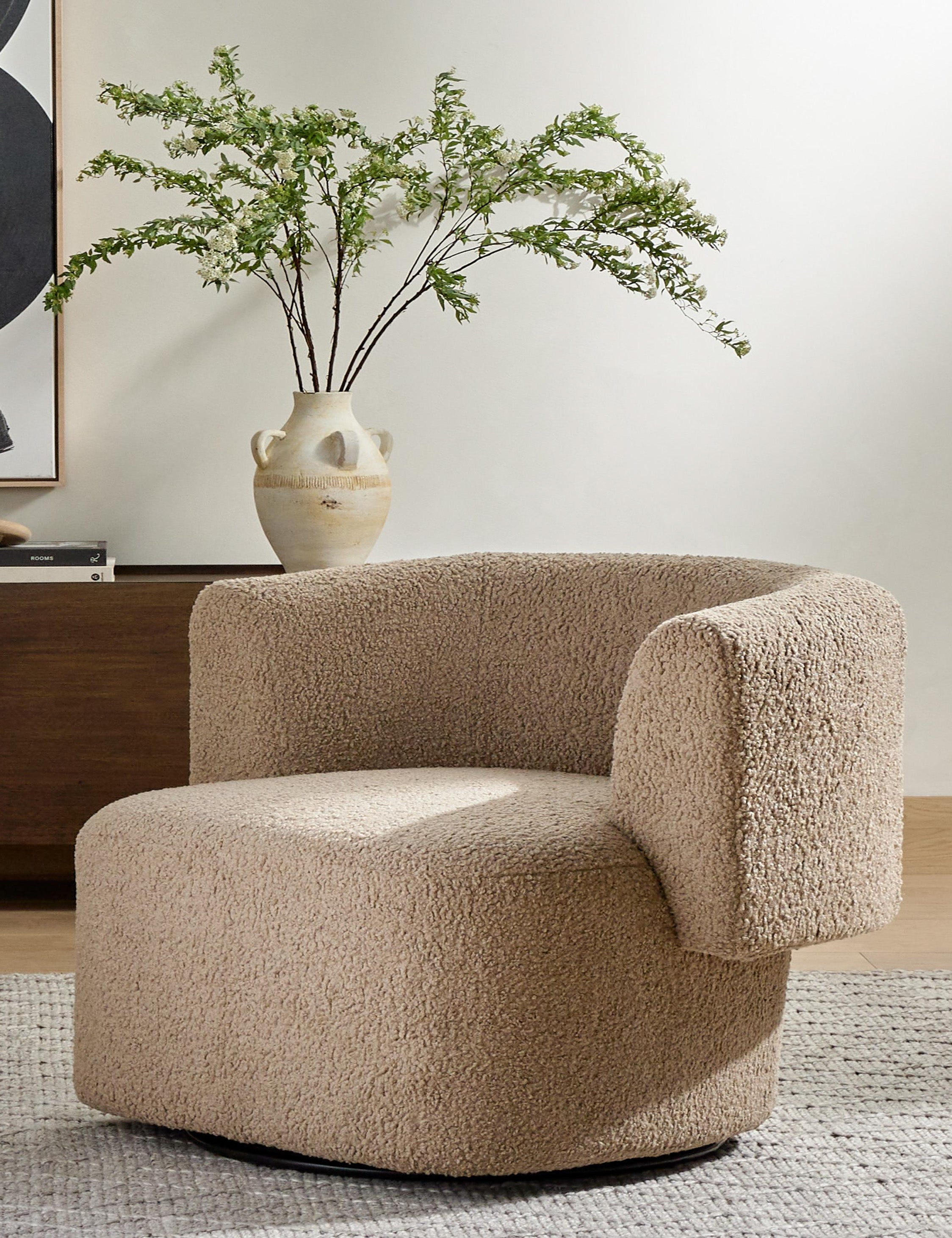 Kelis Swivel Chair - Camel Sheepskin