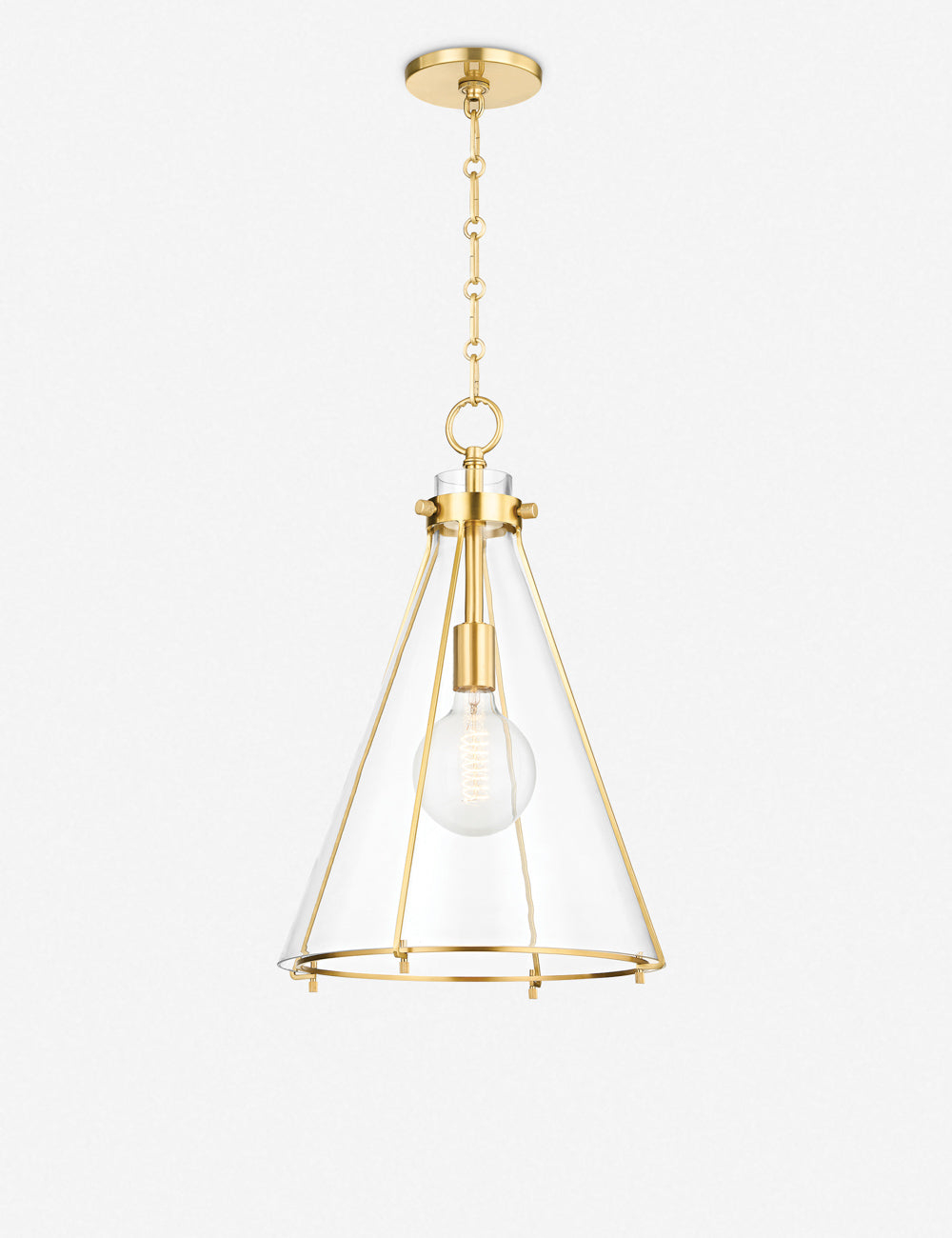 Sybil Pendant Light - Clear / Flared / Antique Brass
