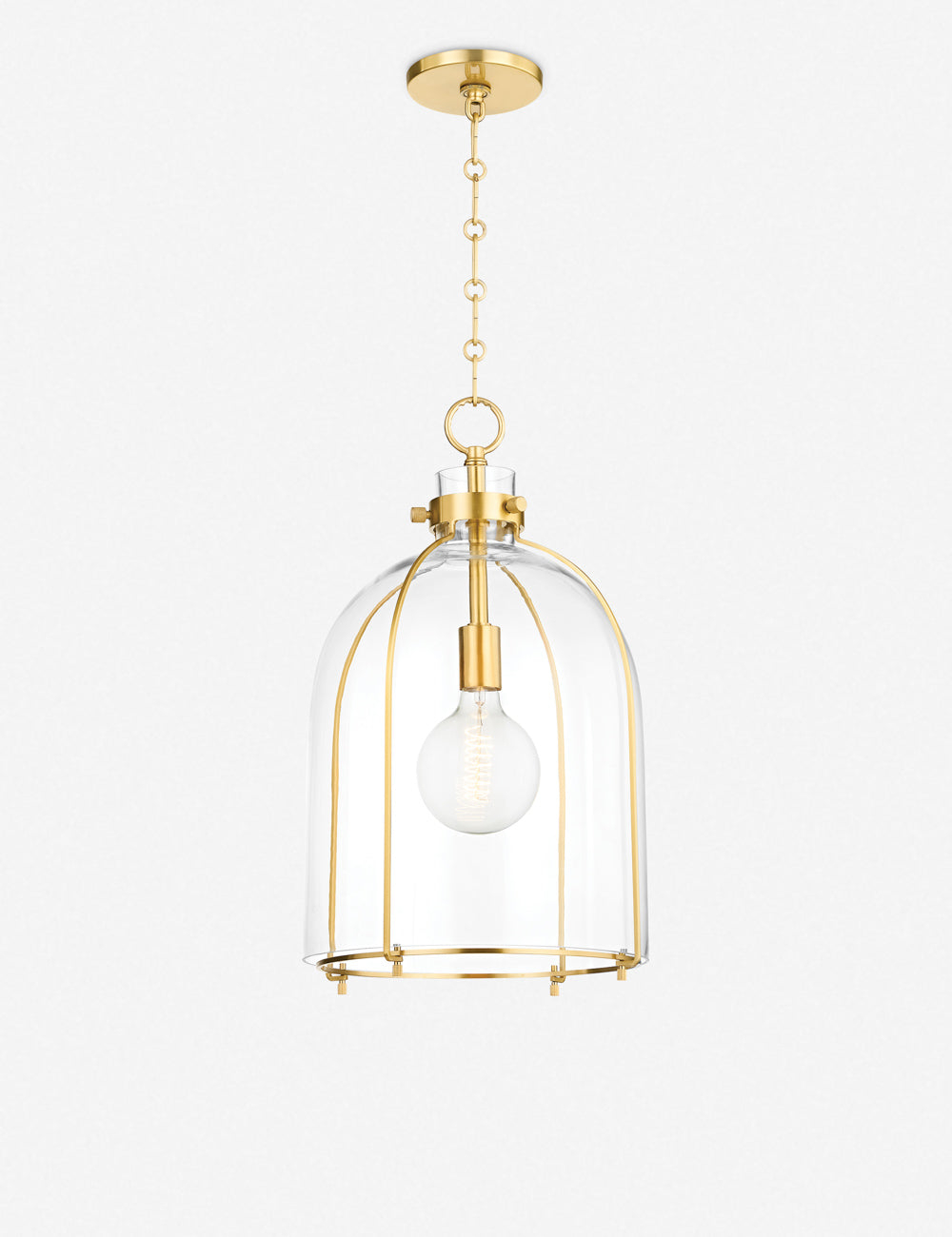 Sybil Pendant Light - Clear / Curved / Antique Brass