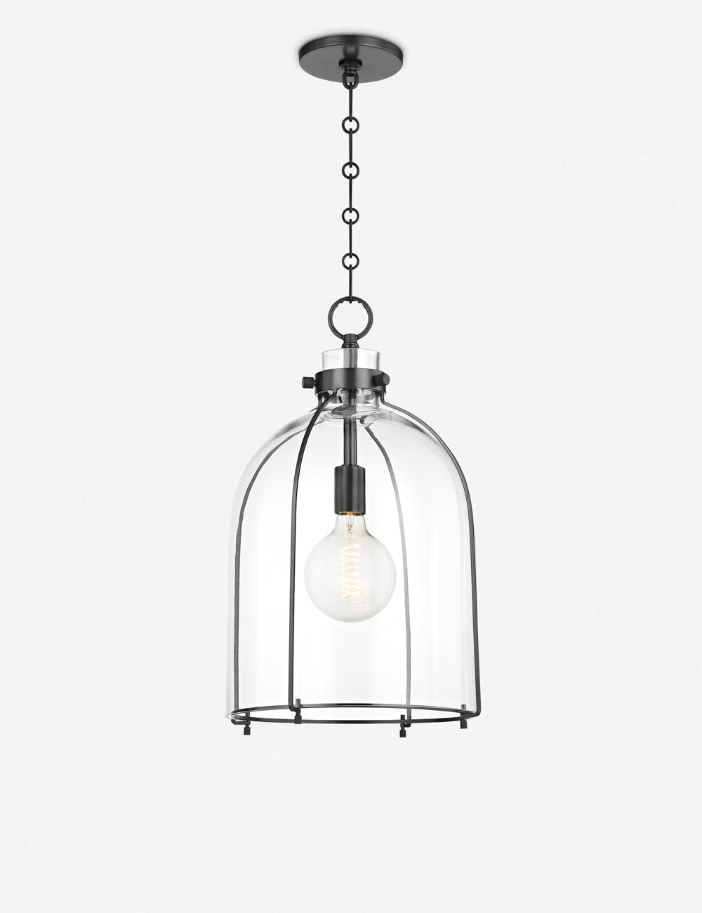Sybil Pendant Light - Clear / Curved / Antique Bronze