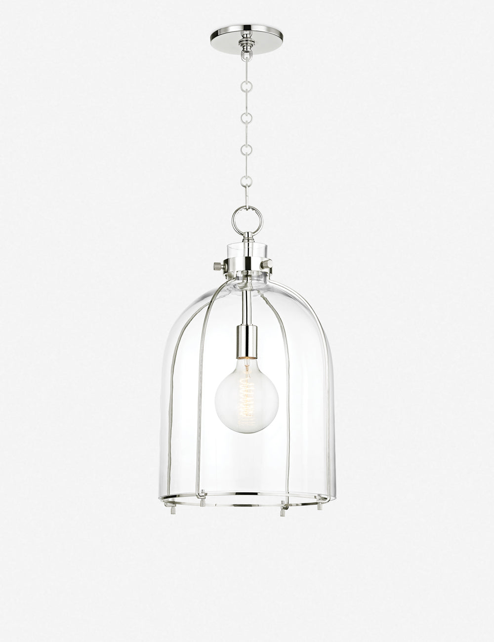 Sybil Pendant Light - Clear / Curved / Polished Nickel