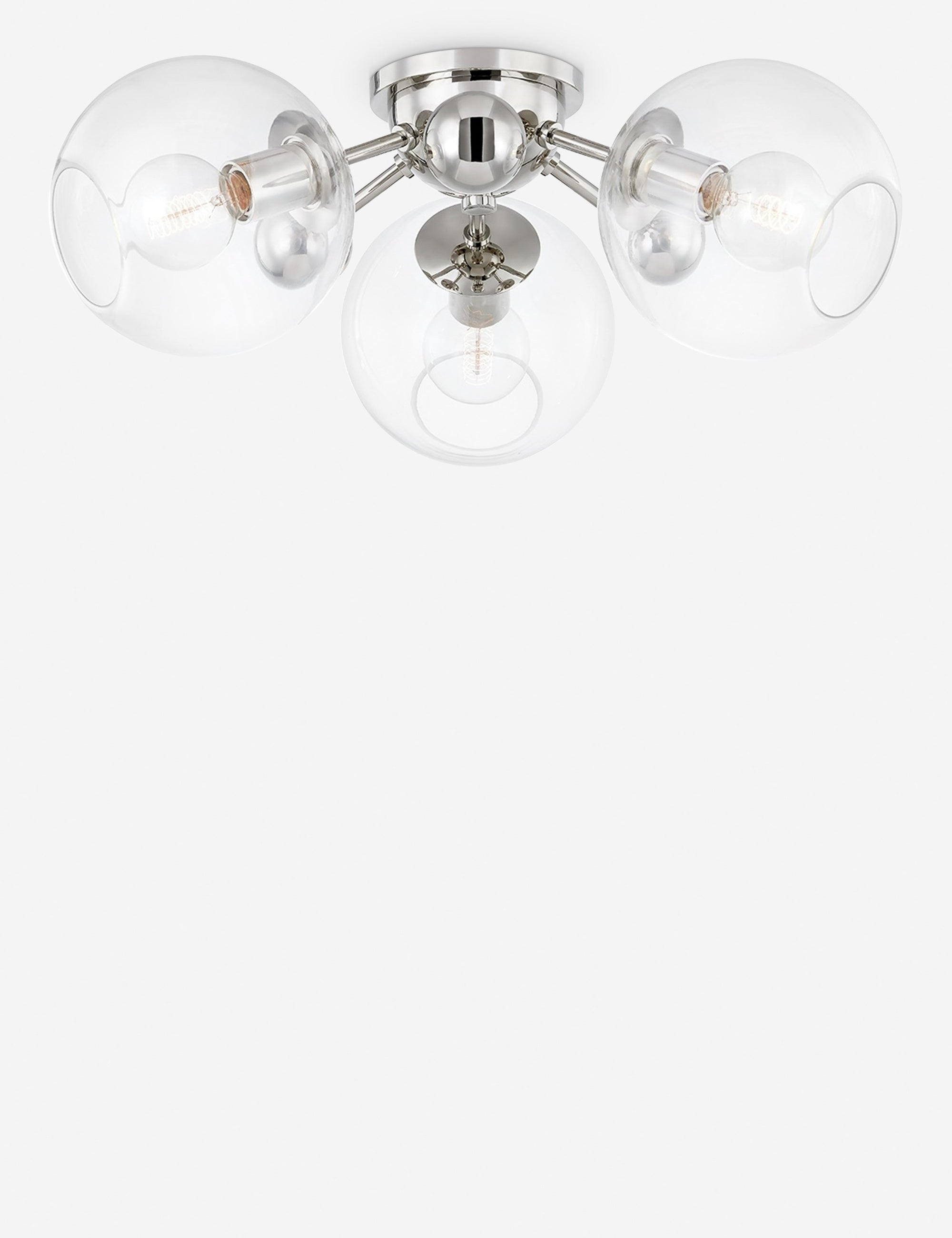 Crystal Semi-Flush Mount Light - Polished Nickel / 3 Light