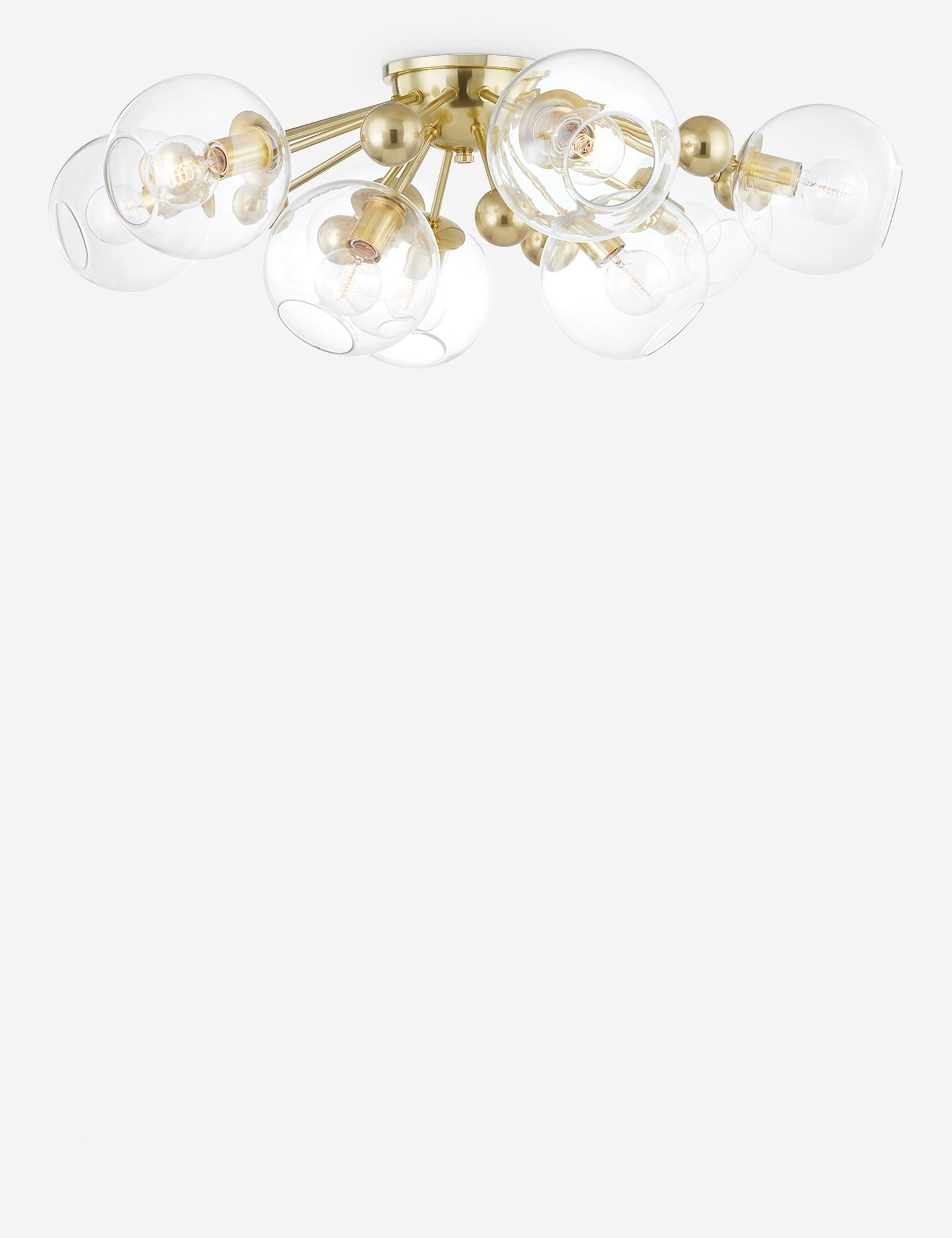 Crystal Semi-Flush Mount Light - Antique Brass / 9 Light