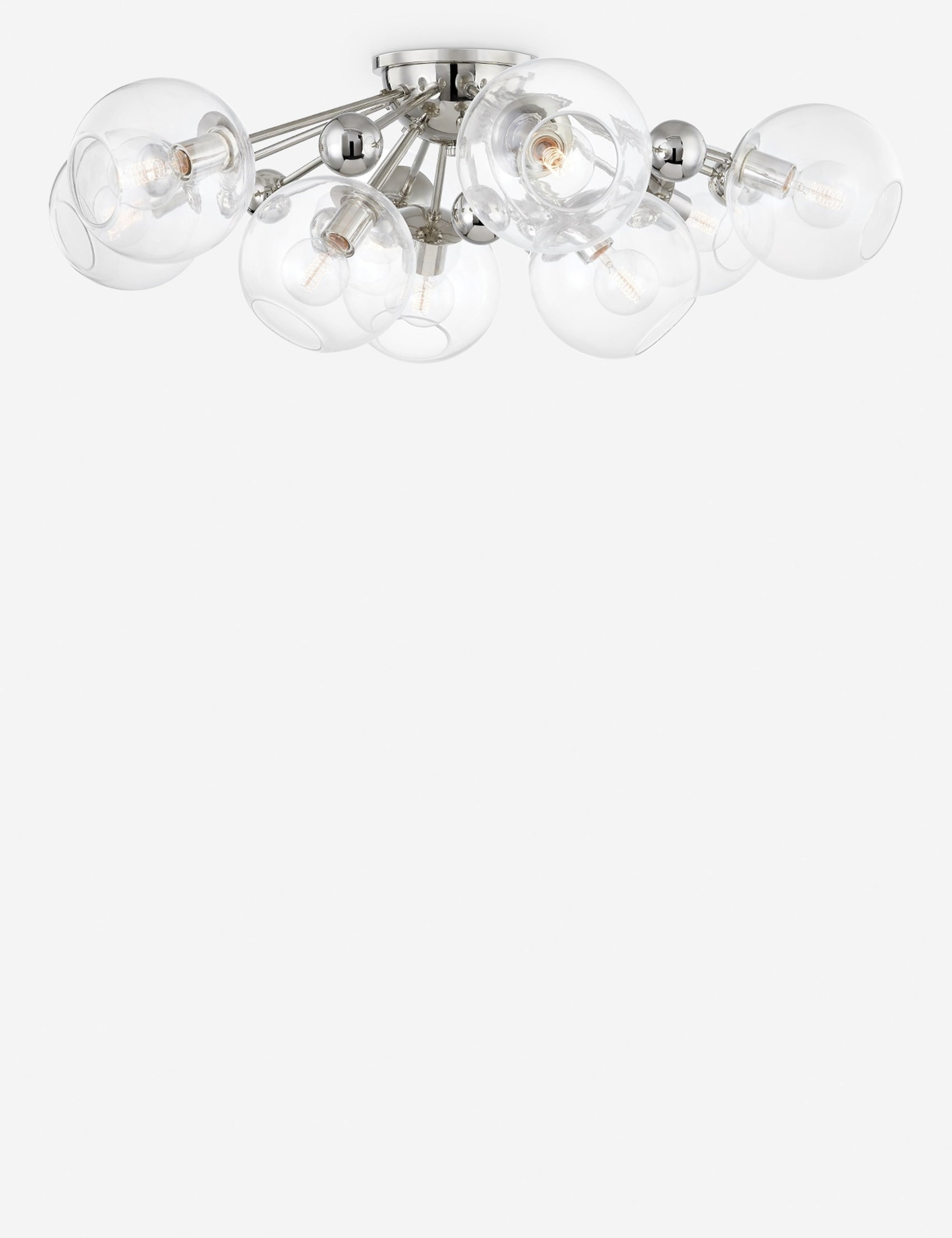 Crystal Semi-Flush Mount Light - Polished Nickel / 9 Light