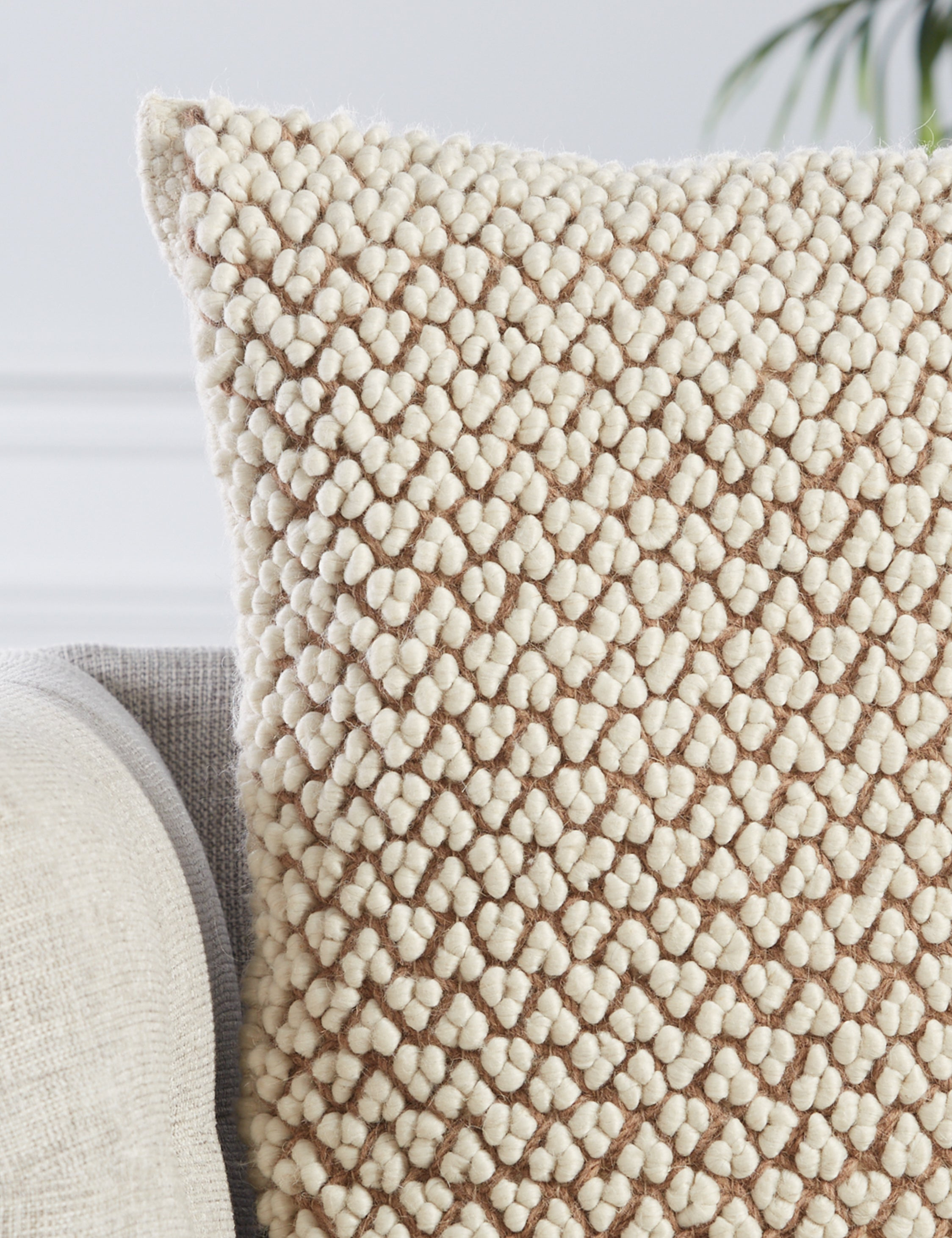 Luan Pillow - Tan and Ivory / Polyester