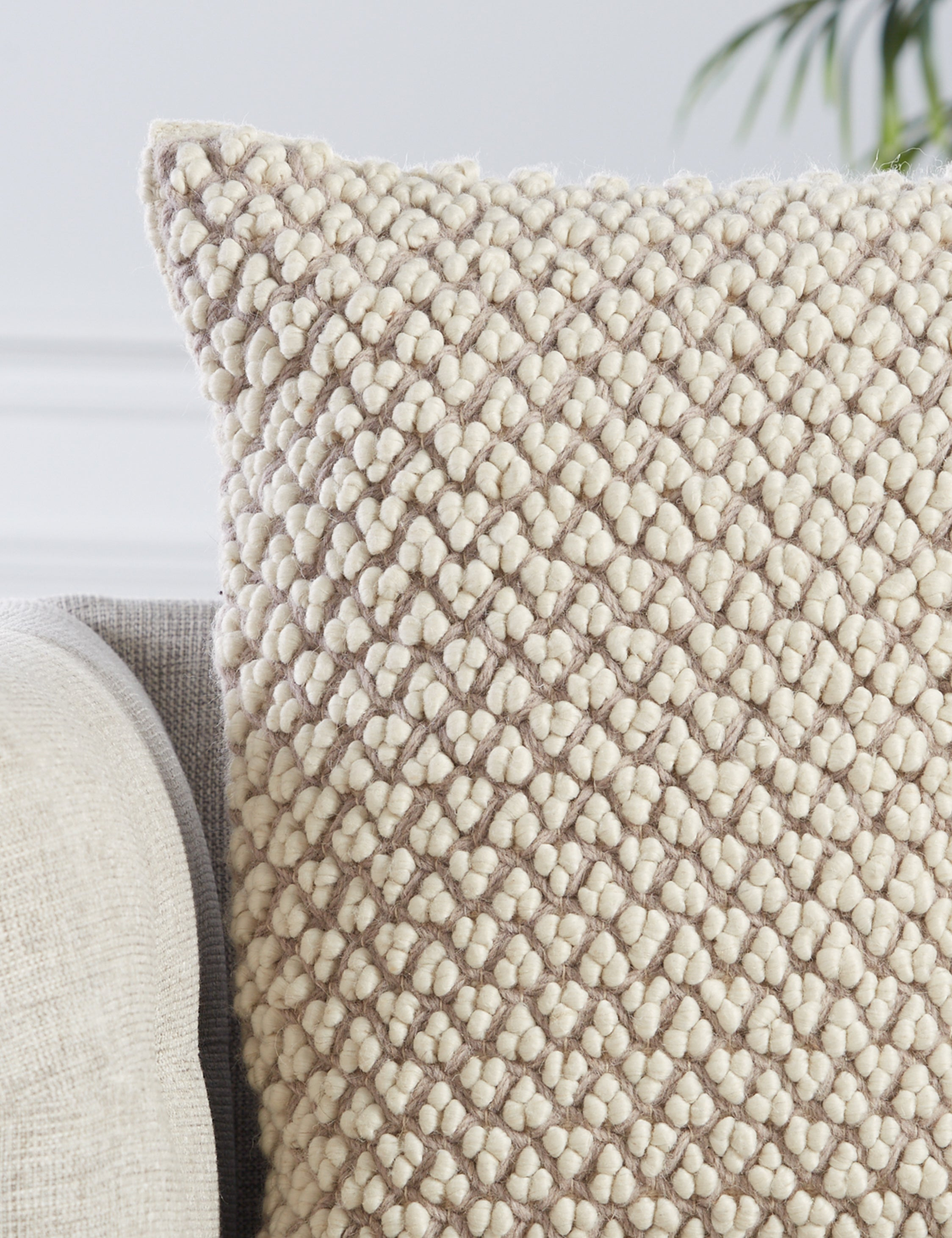Luan Pillow - Taupe and Ivory / Polyester