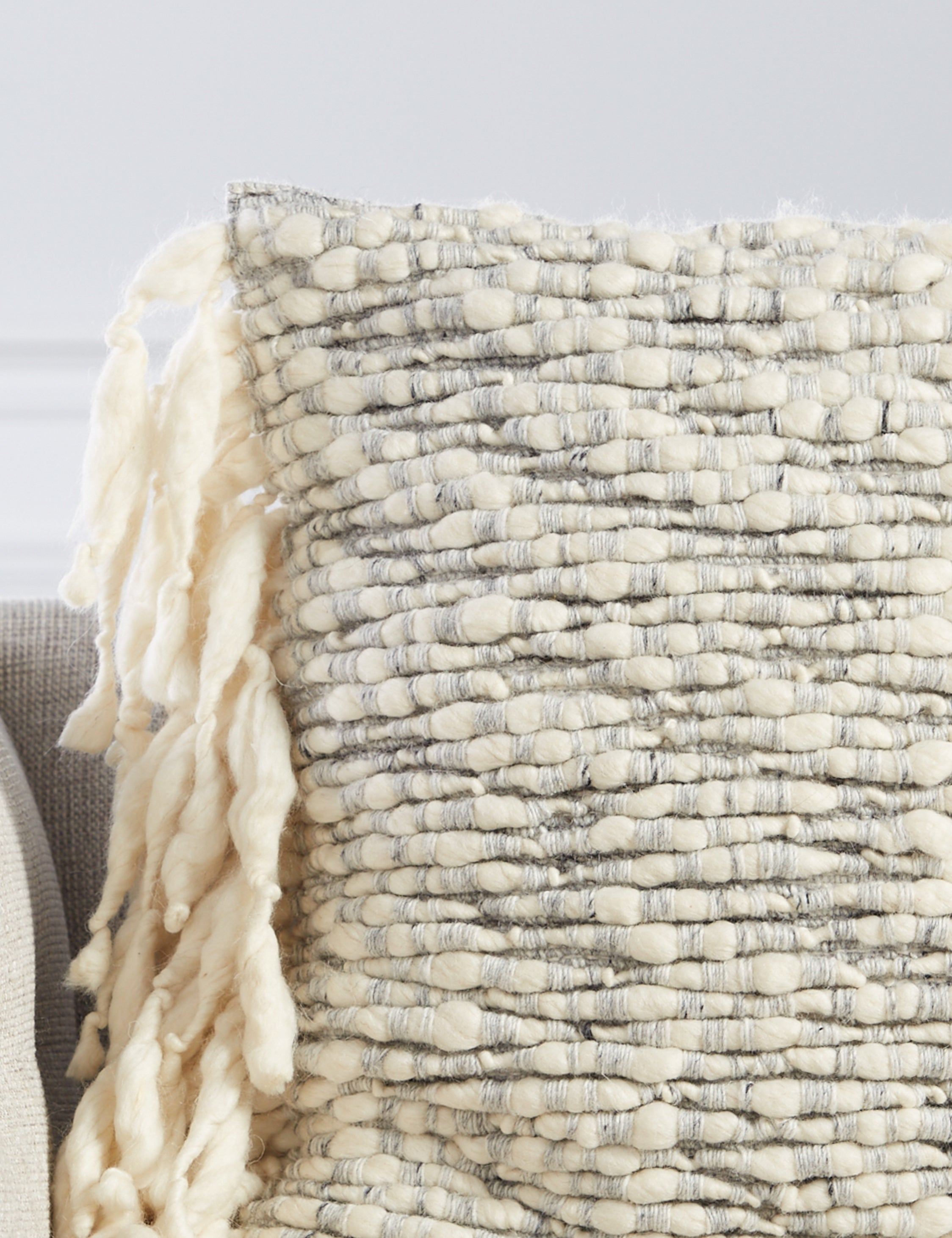 Morley Pillow - Ivory and Gray / Polyester