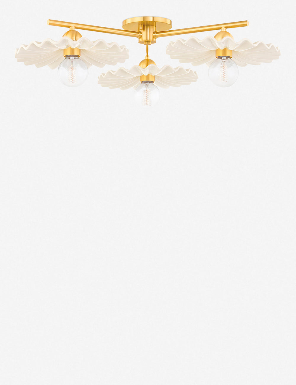 Madrona Semi-Flush Mount Light - White and Brass / 33"W