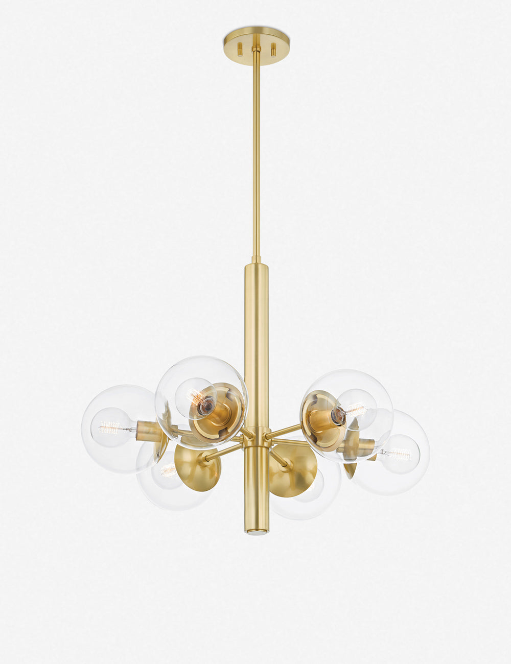 Lia Chandelier - Clear / 6 Light / Antique Brass