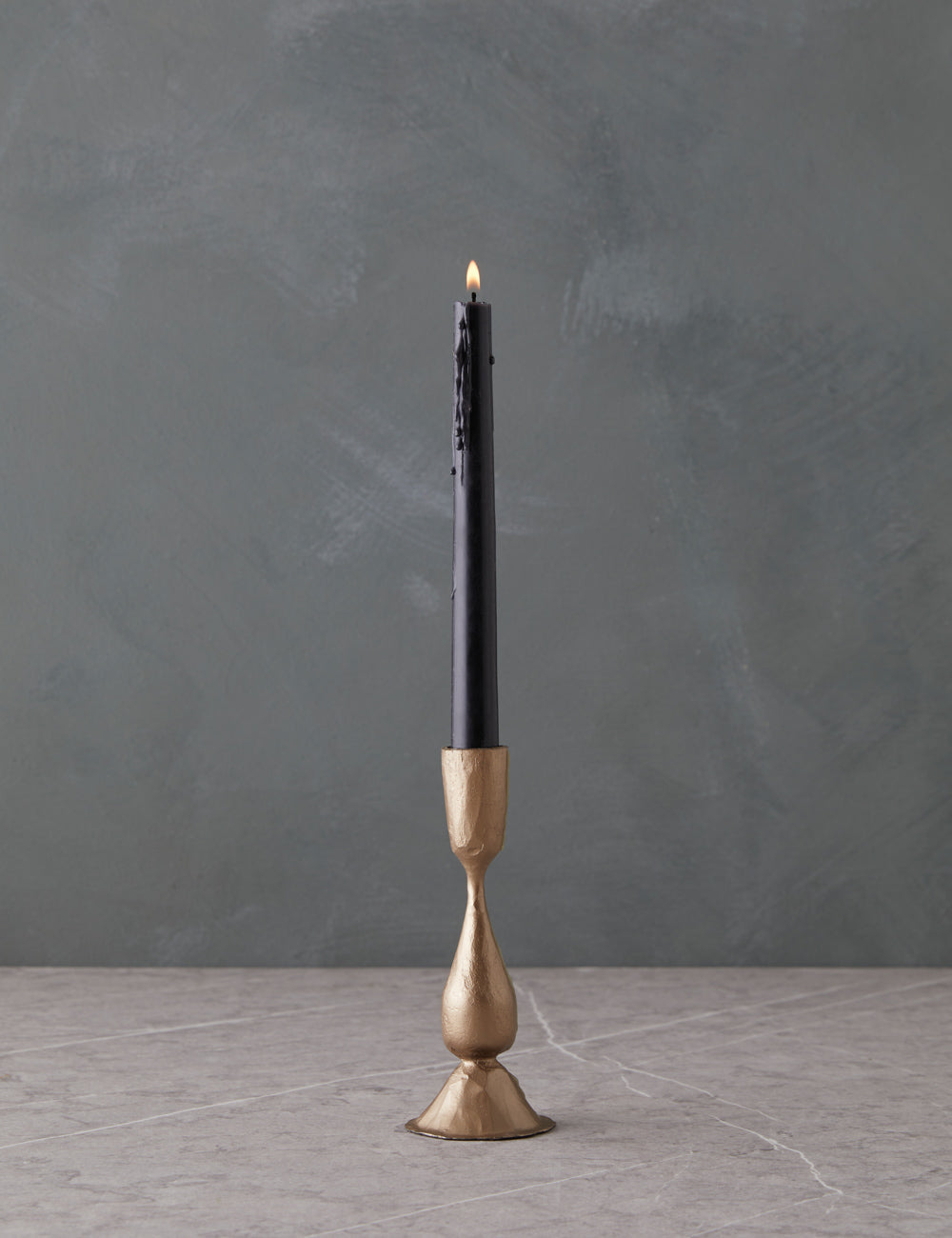 Hand-Forged Iron Taper Holder - Antique Brass / Small