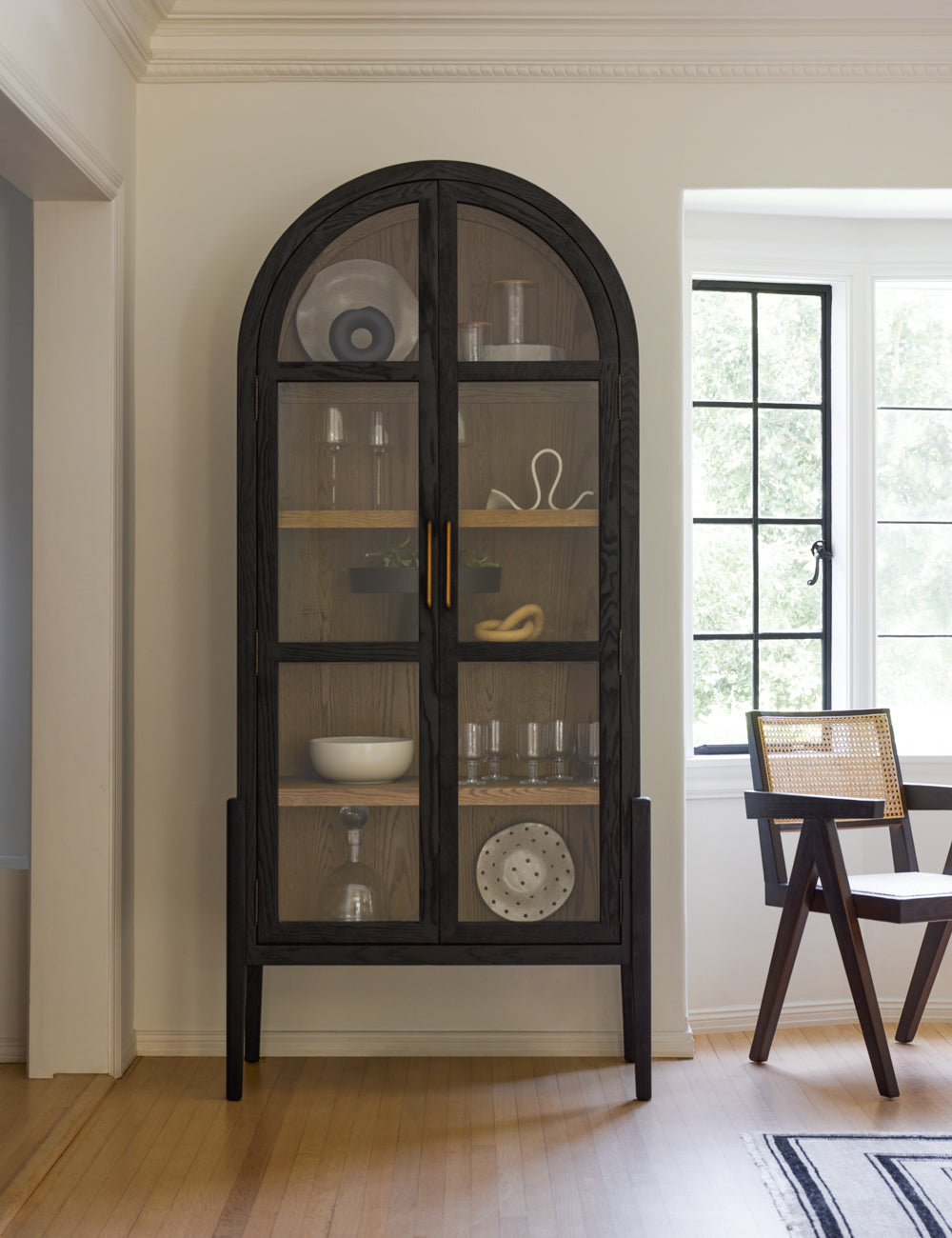 Apolline Curio Cabinet - Oak and Black