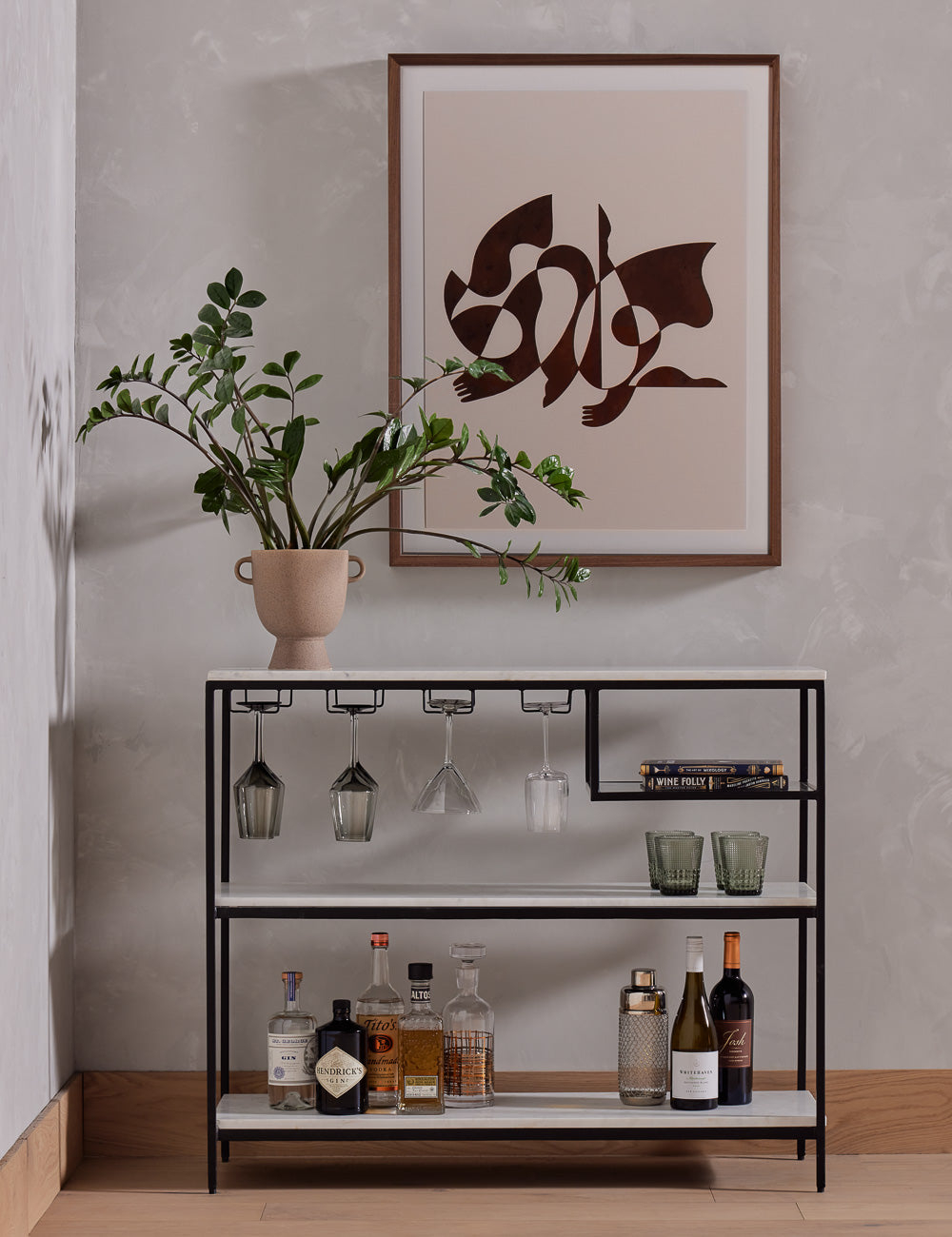 Walt Bar Console Table - Black/White