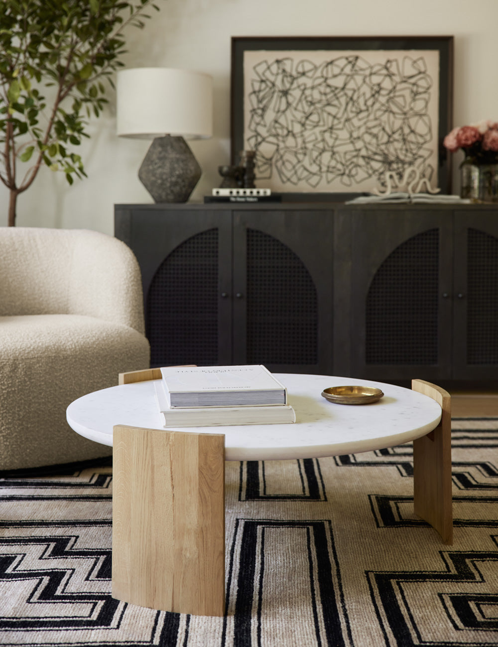 Whilem Round Coffee Table - White