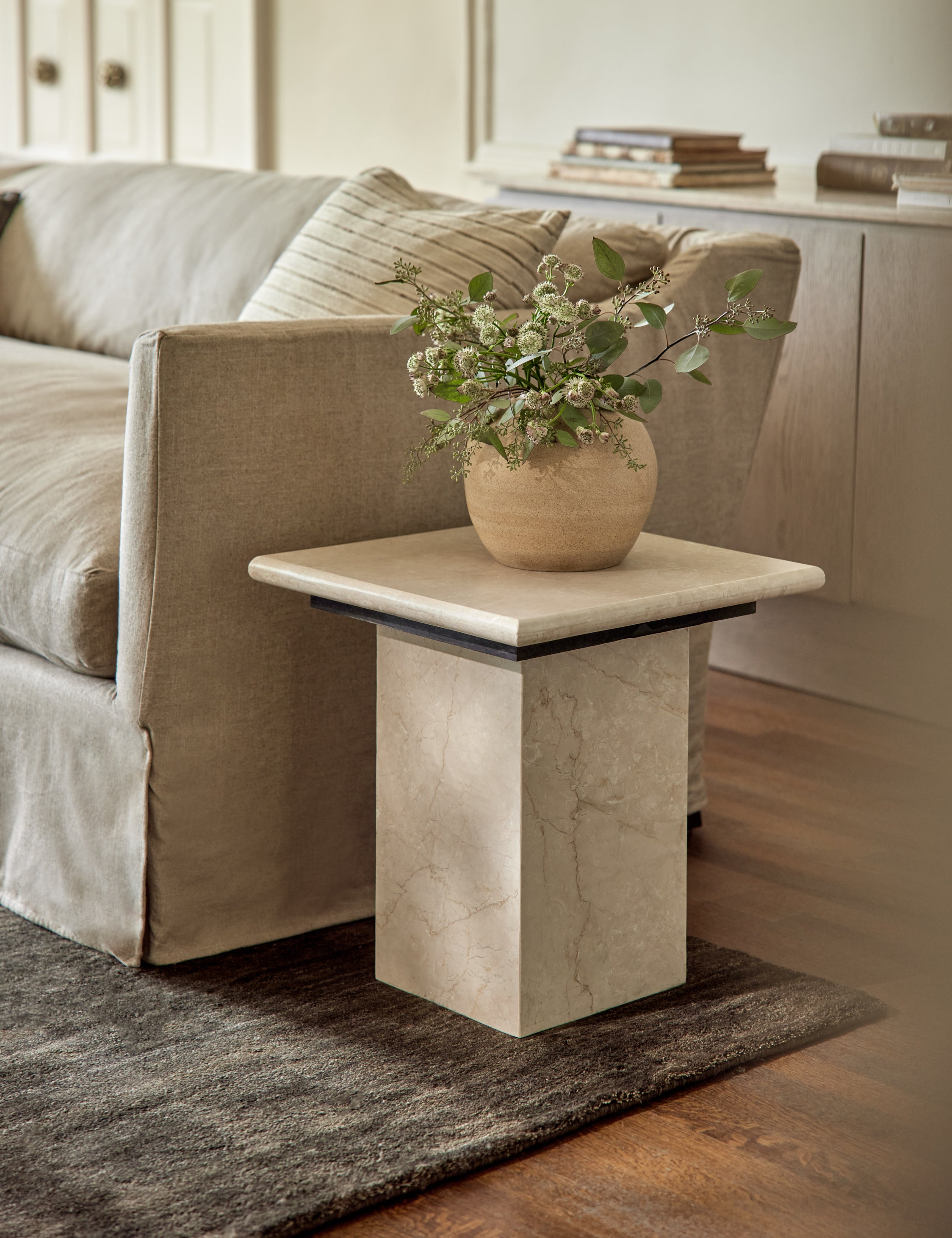 Leonel Side Table - Cream Marble