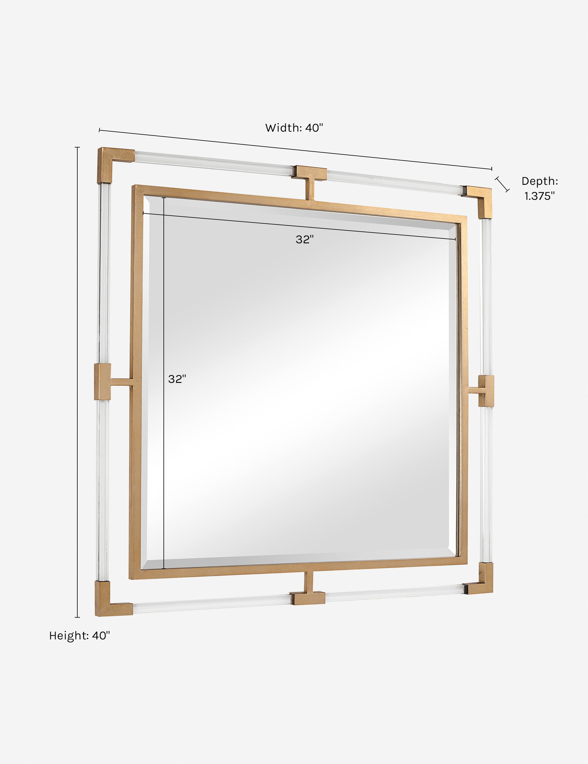 Hyperion Square Mirror - Gold