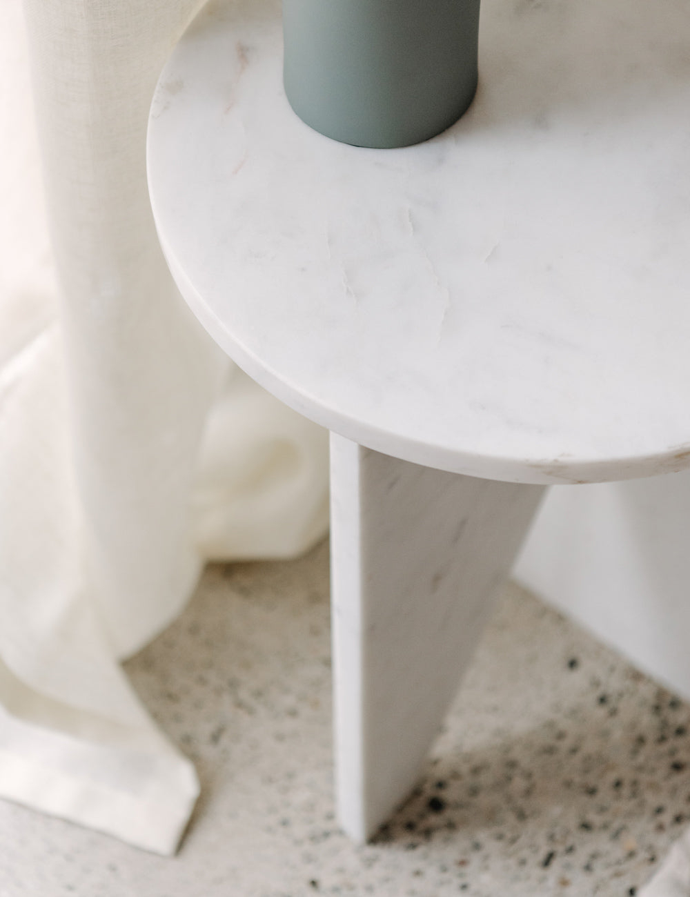 Biagio Round Side Table - White