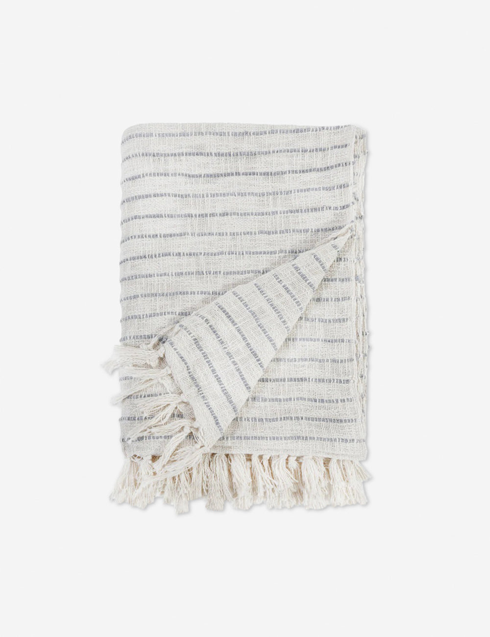 Jojo Cotton Oversized Throw by Pom Pom at Home - Ivory and Blue Grey