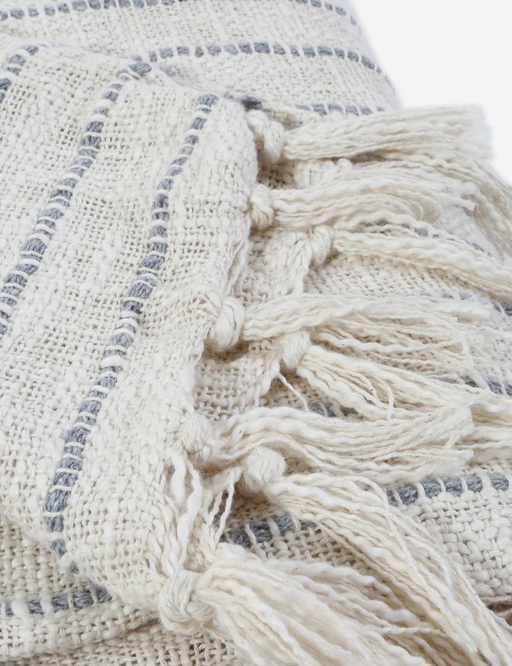 Jojo Cotton Oversized Throw by Pom Pom at Home - Ivory and Blue Grey