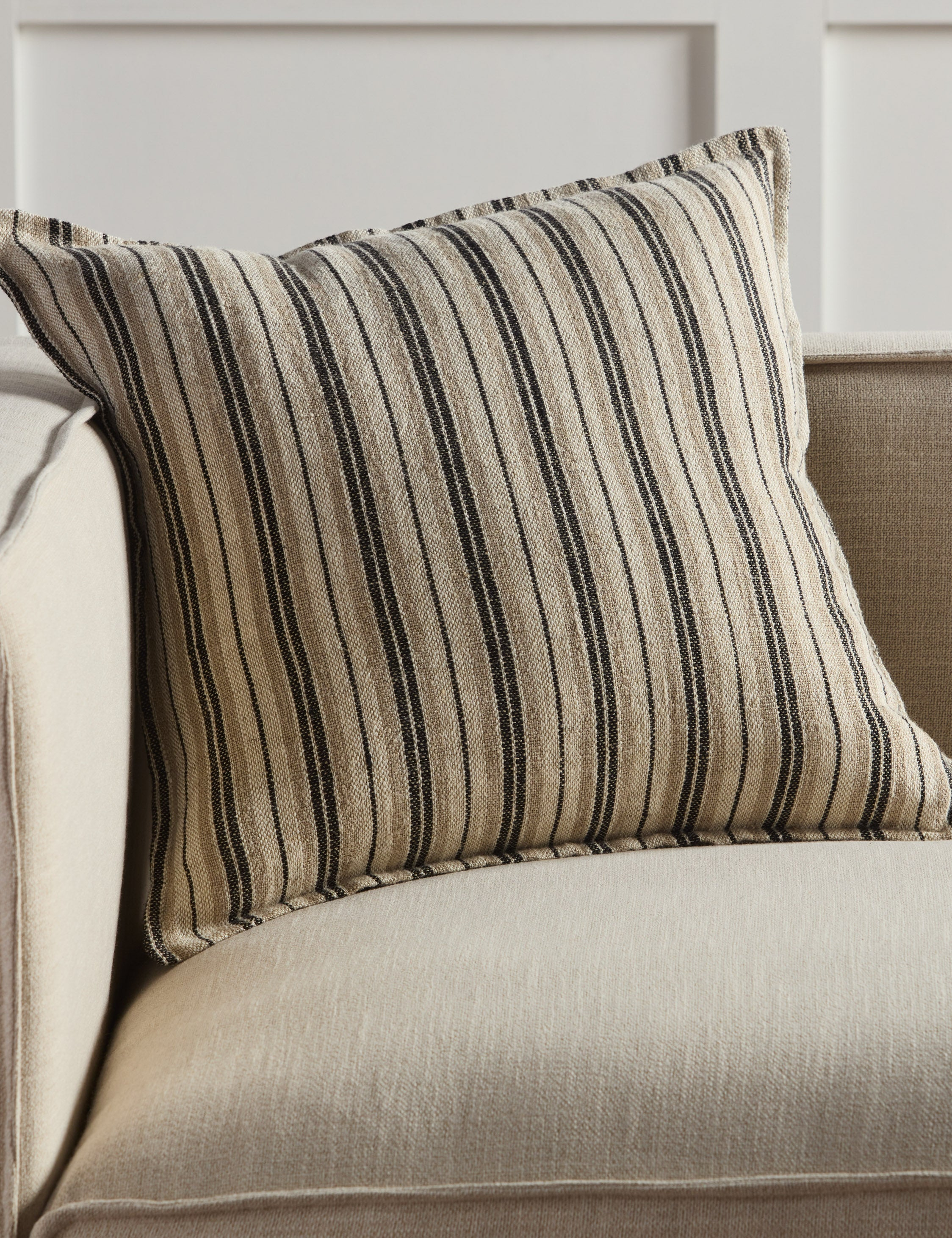 Baptiste Linen Pillow - Brown and Cream / Square / Down