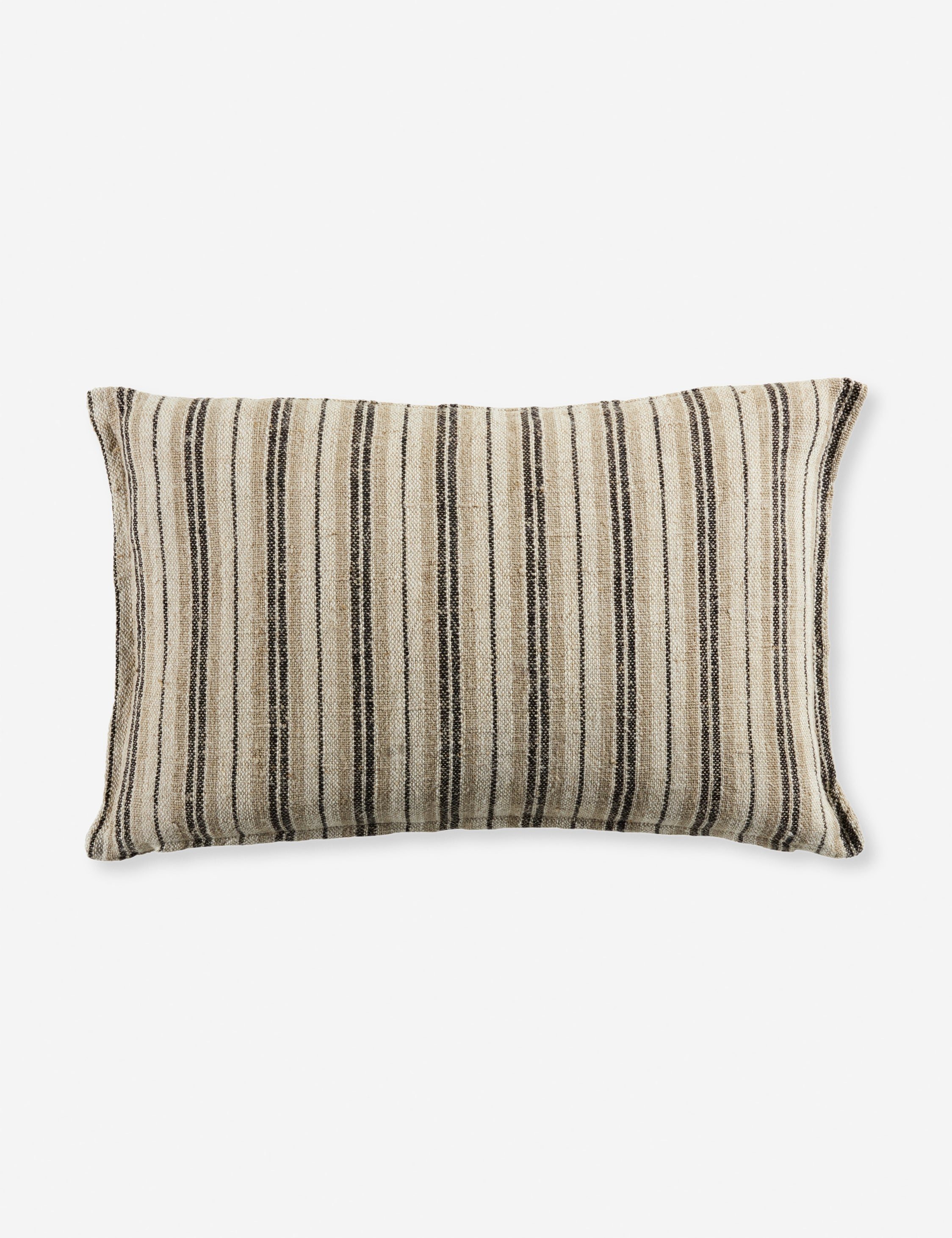 Baptiste Linen Pillow - Brown and Cream / Lumbar / Polyester