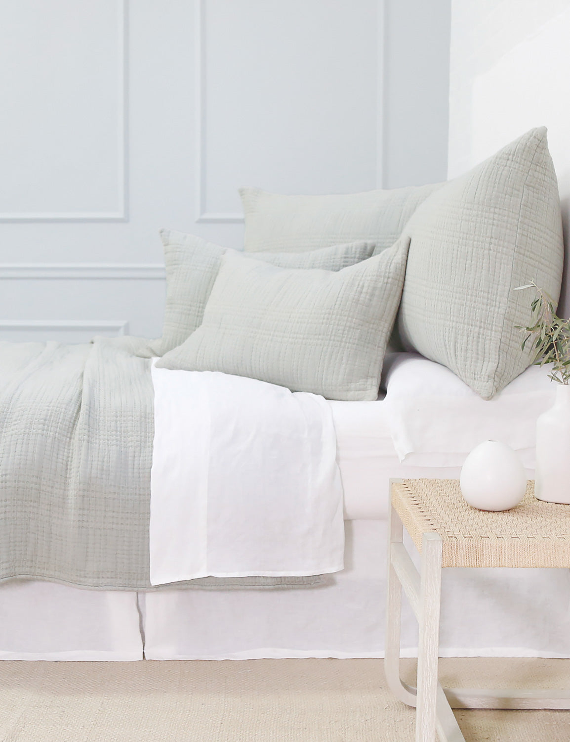 Arrowhead Textured Cotton Blanket by Pom Pom at Home - Mist / Twin
