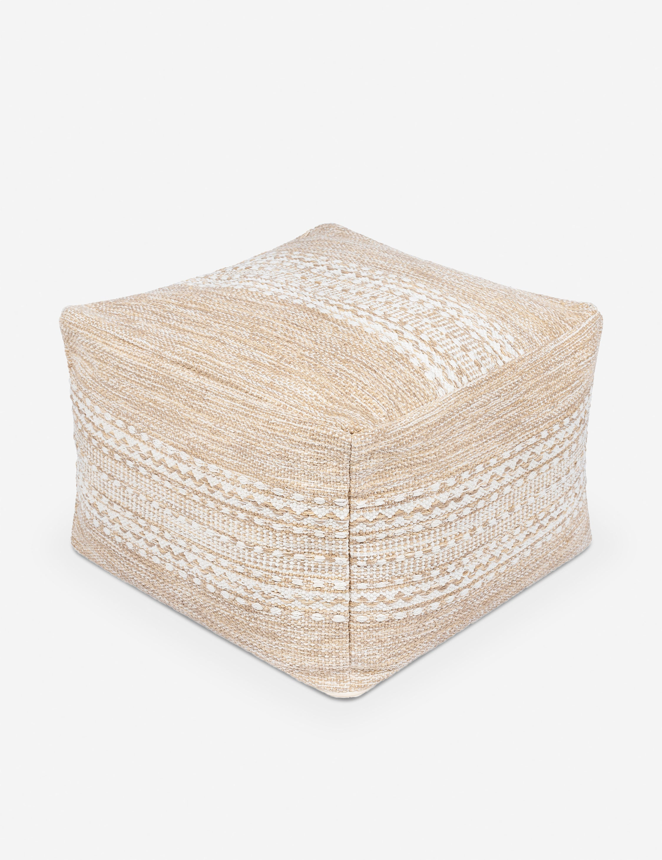 Orev Square Pouf - Beige and Ivory
