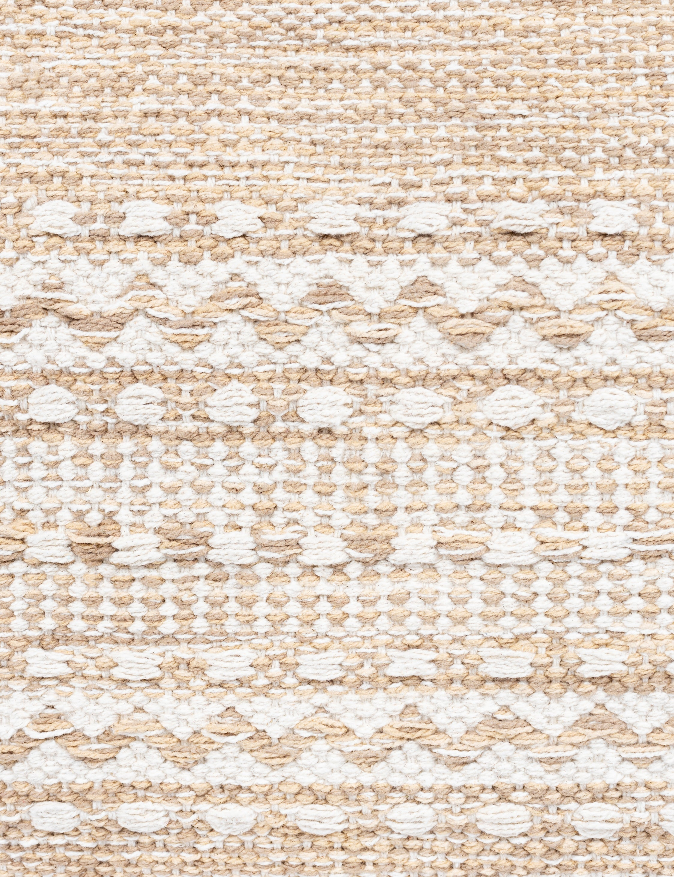 Orev Square Pouf - Beige and Ivory