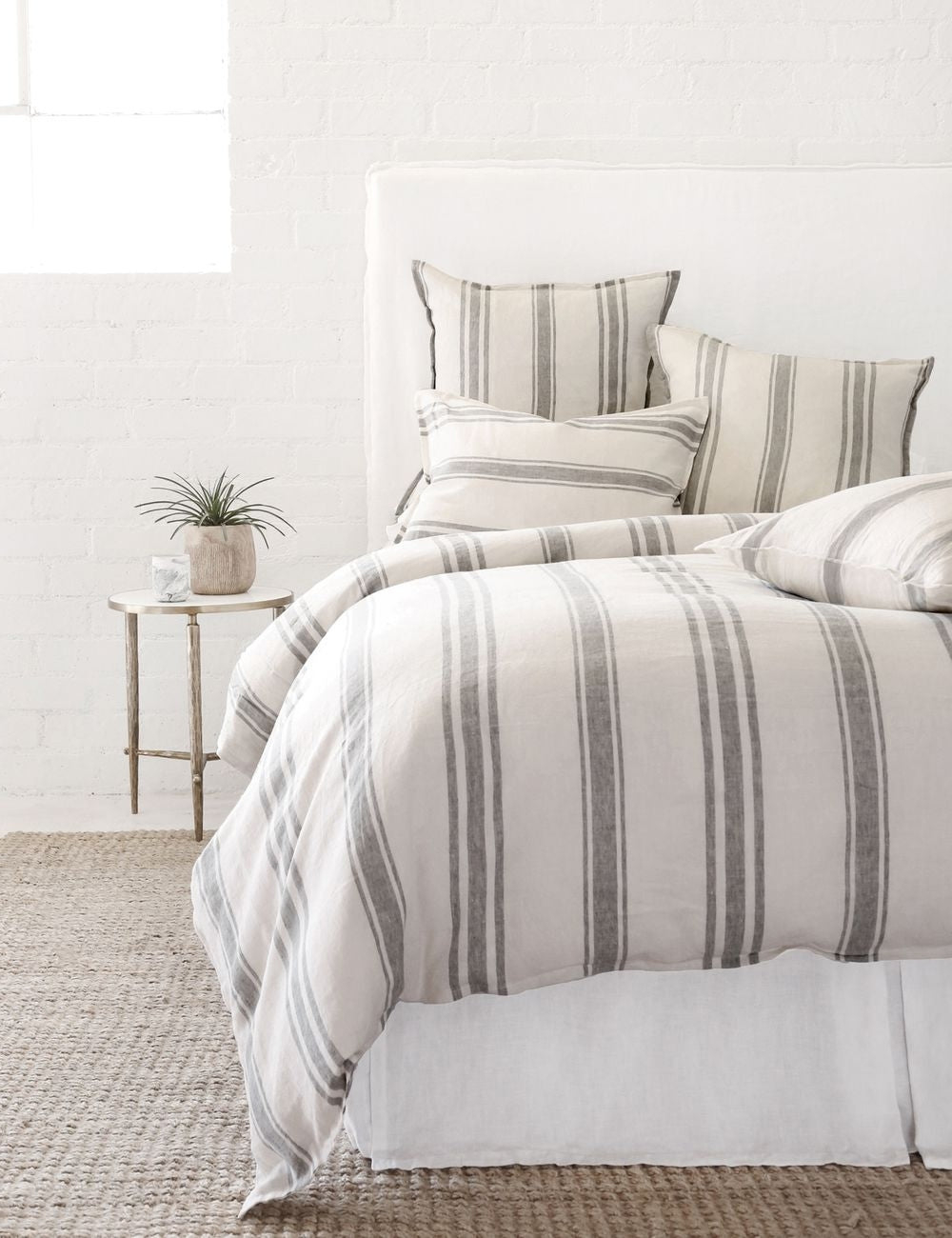 Jackson Linen Duvet by Pom Pom at Home - Cream and Gray / Queen