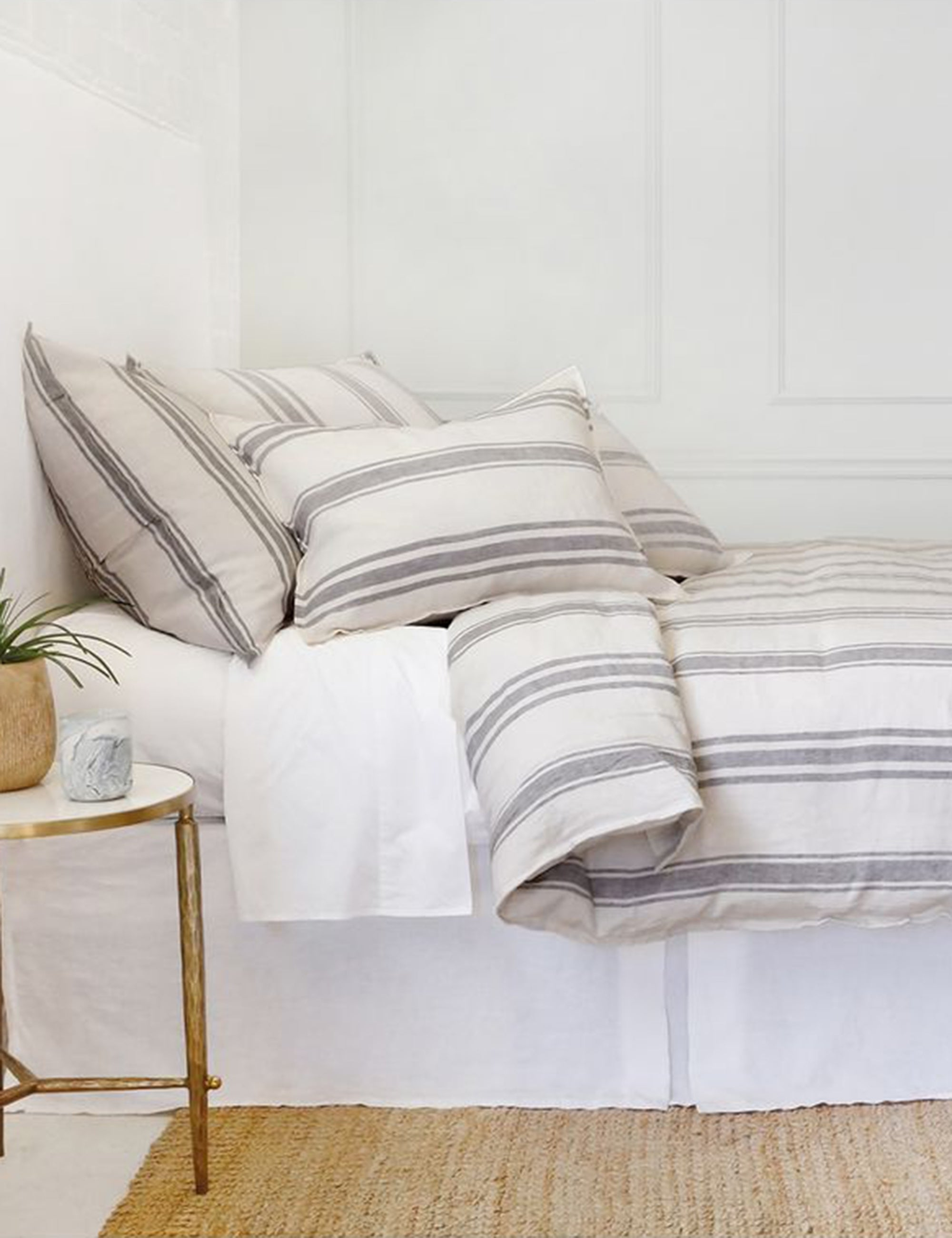 Jackson Linen Duvet by Pom Pom at Home - Cream and Gray / Queen