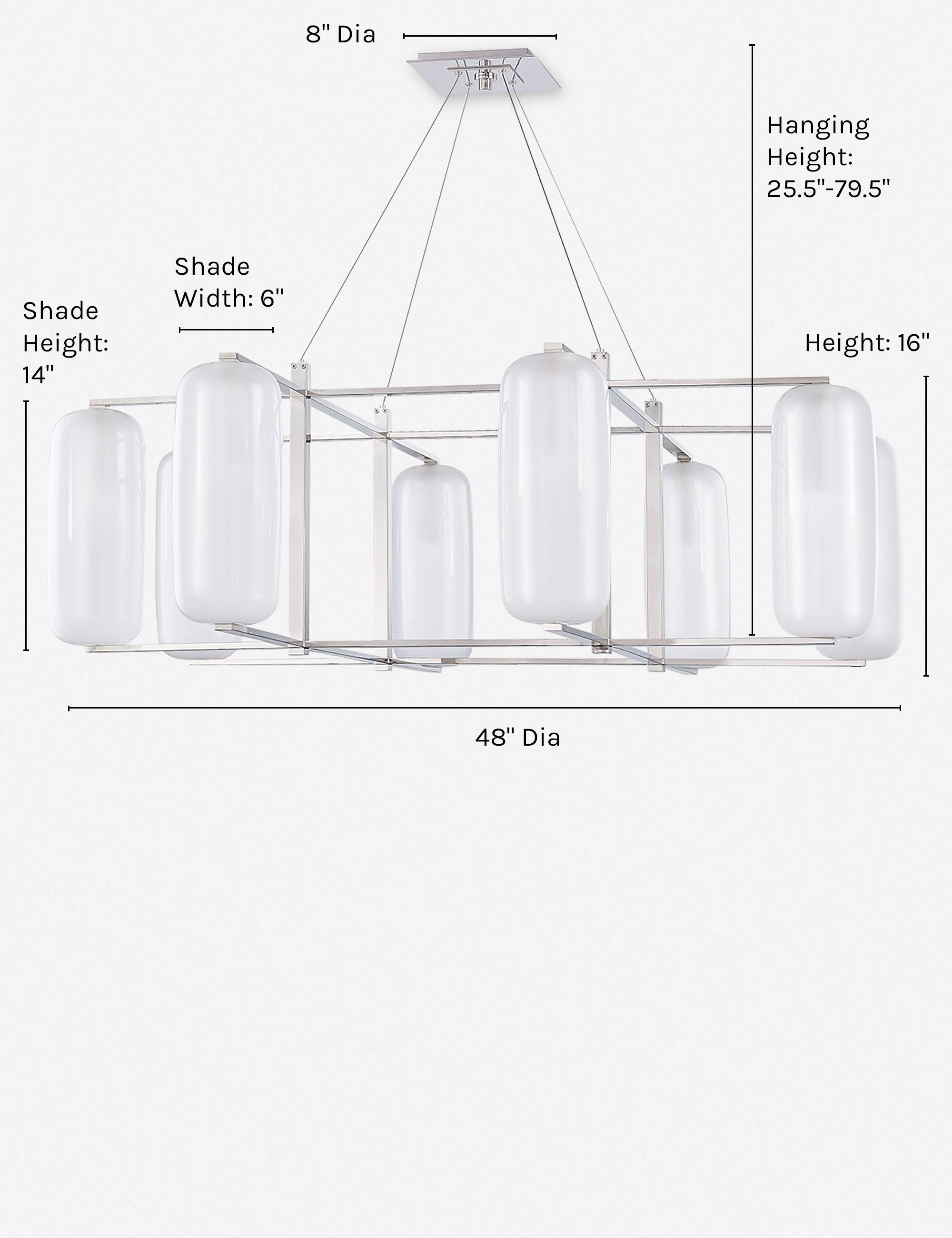 Jerry Chandelier - Polished Nickel / 8 Light